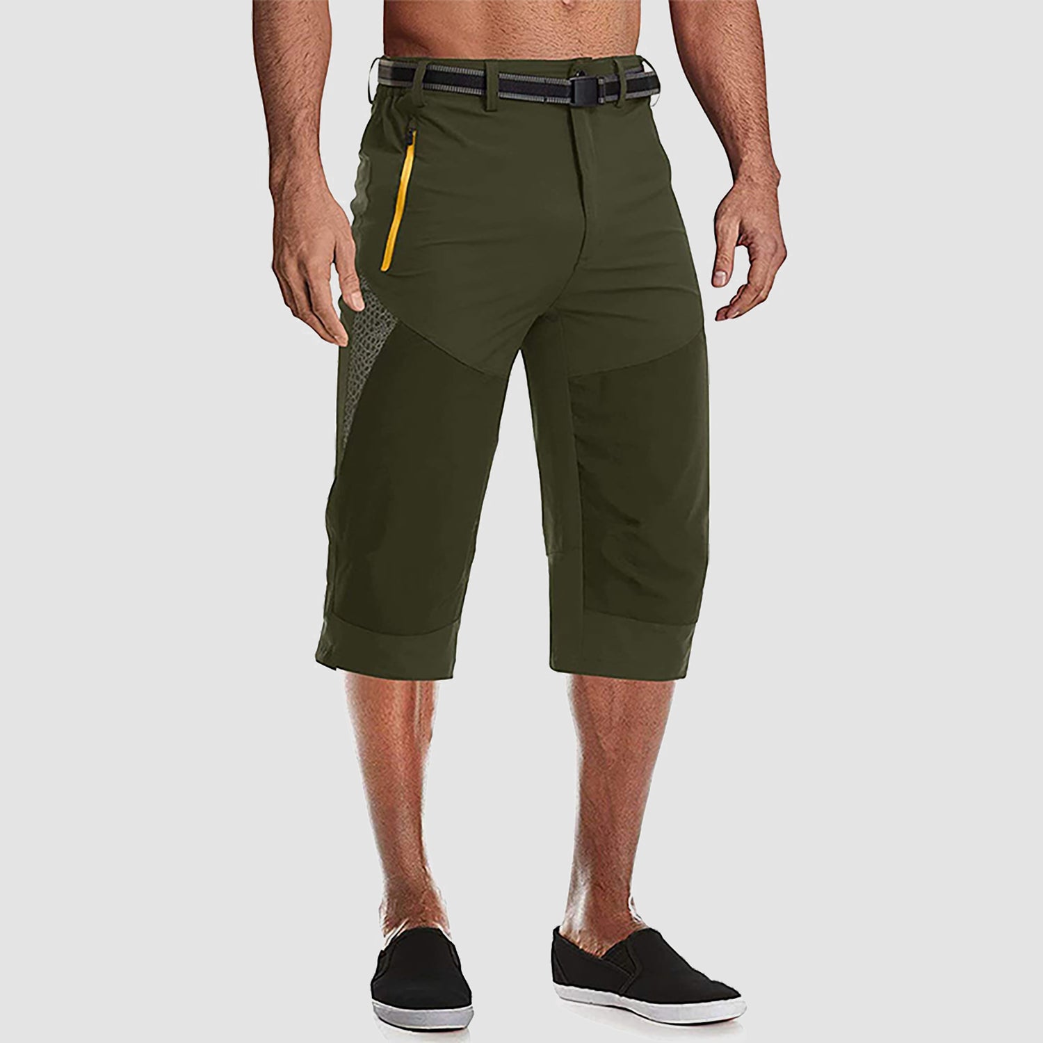 Men Summer Thin Quick Dry Below Knee Zip Pocket Cargo Shorts for Hiking Fishing Mountaineering