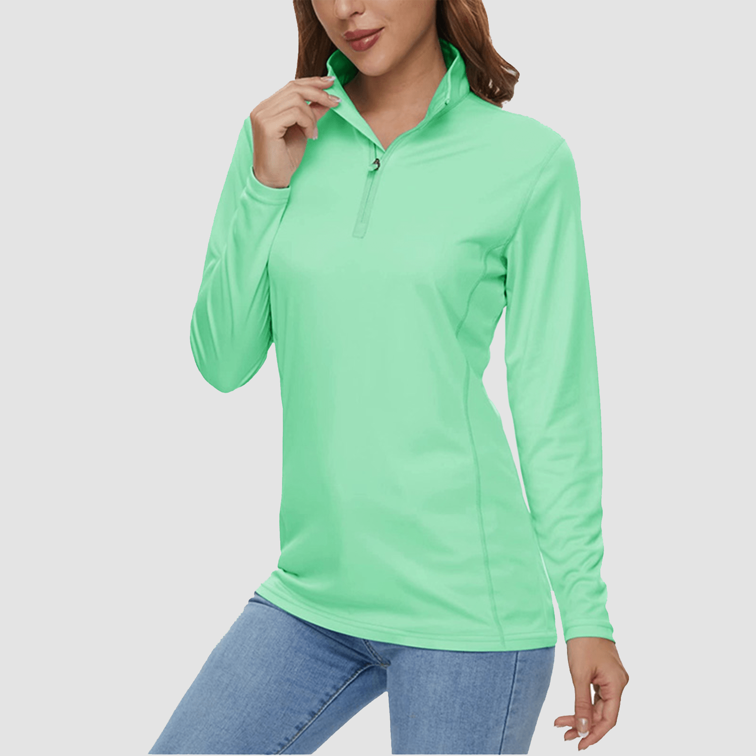 Women UPF 50+ Sun Protection Half Zip Quick Dry Shirt