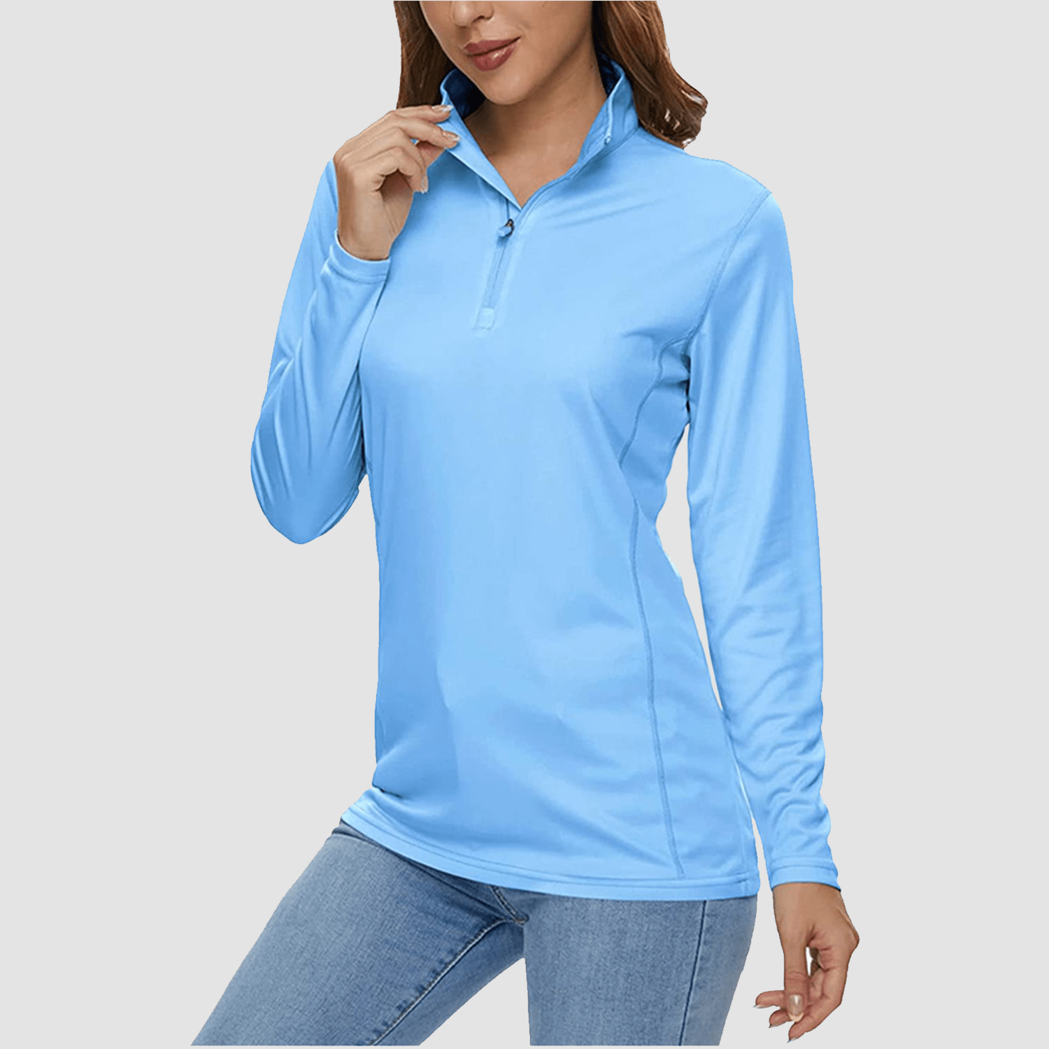 Women UPF 50+ Sun Protection Half Zip Quick Dry Shirt