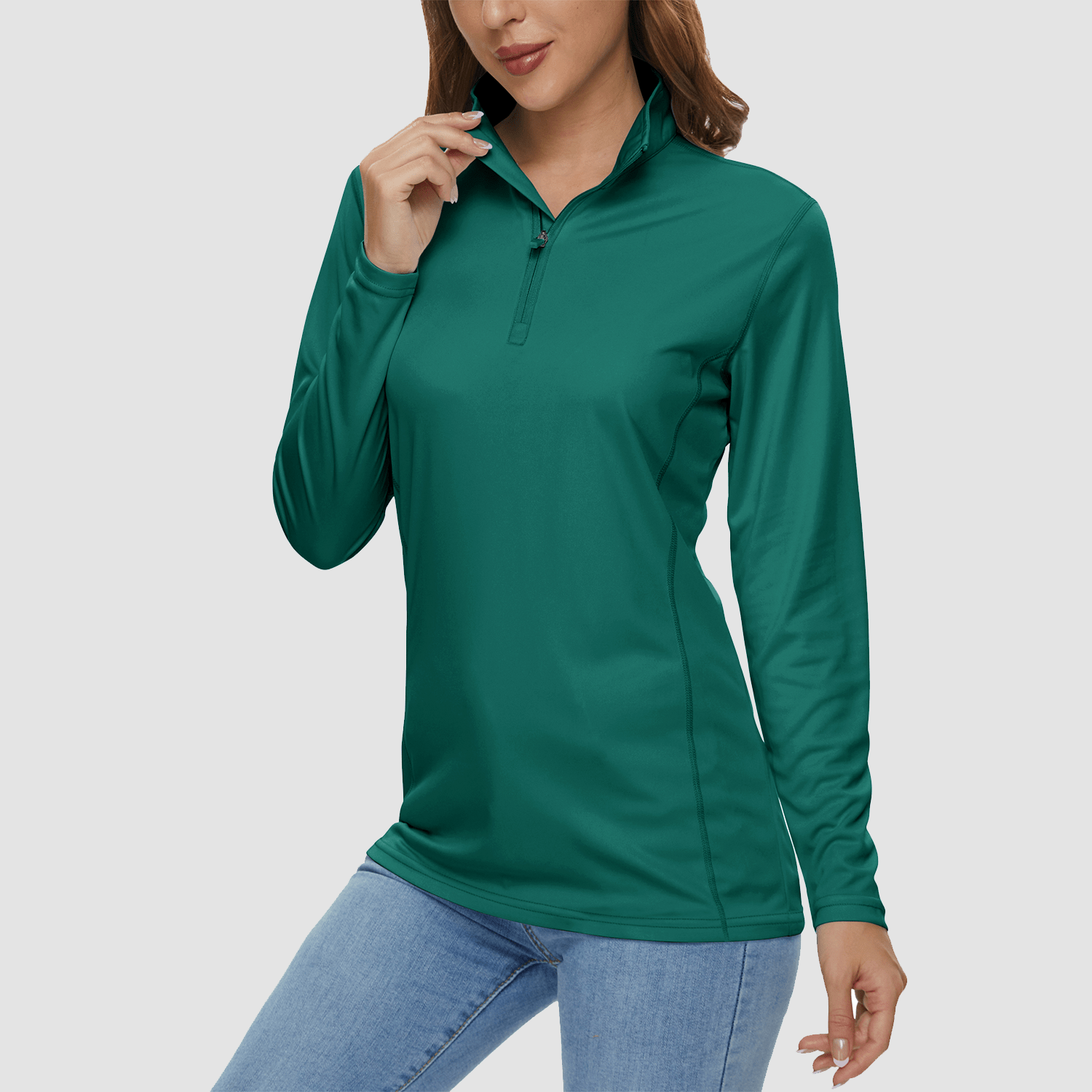 Women UPF 50+ Sun Protection Half Zip Quick Dry Shirt