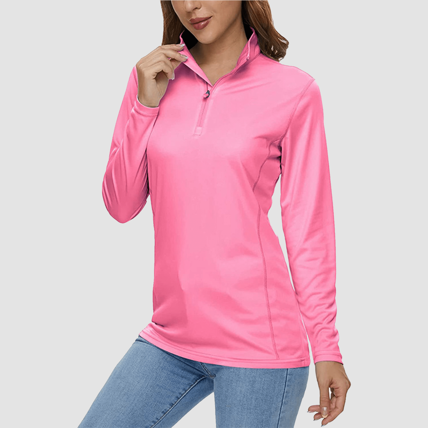 Women UPF 50+ Sun Protection Half Zip Quick Dry Shirt