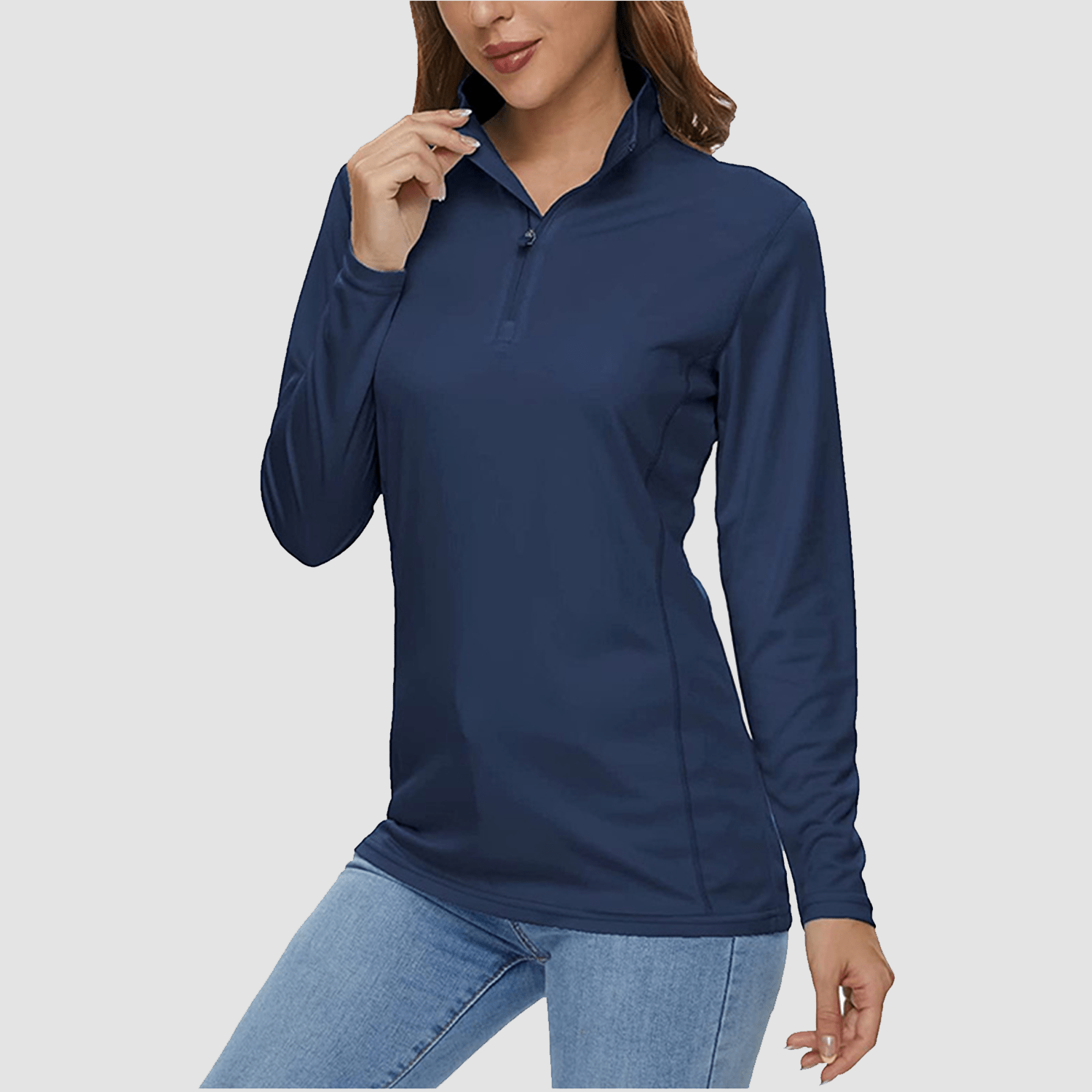 Women UPF 50+ Sun Protection Half Zip Quick Dry Shirt