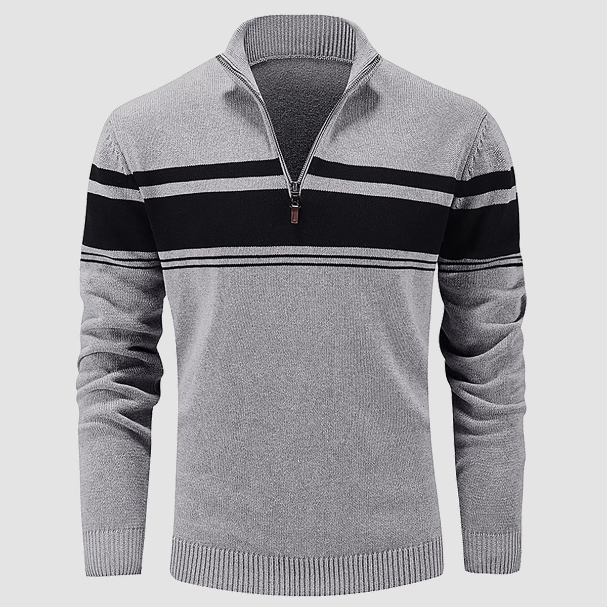 Men's Half Zipper Pullover Sweater Slim Fit Knitted Sweatshirt