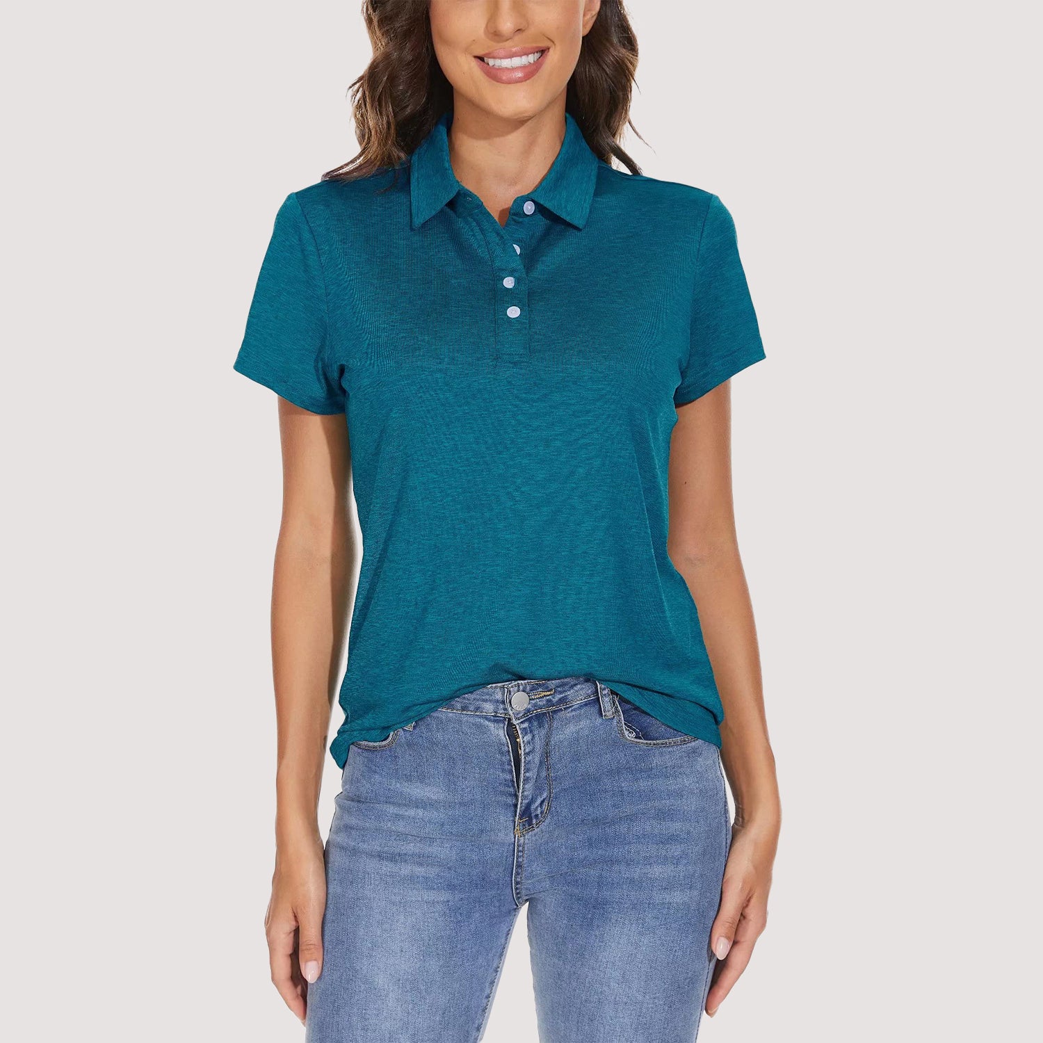 Women's Polo T-Shirts 4-Button Moisture Wicking Athletic Tee Shirts