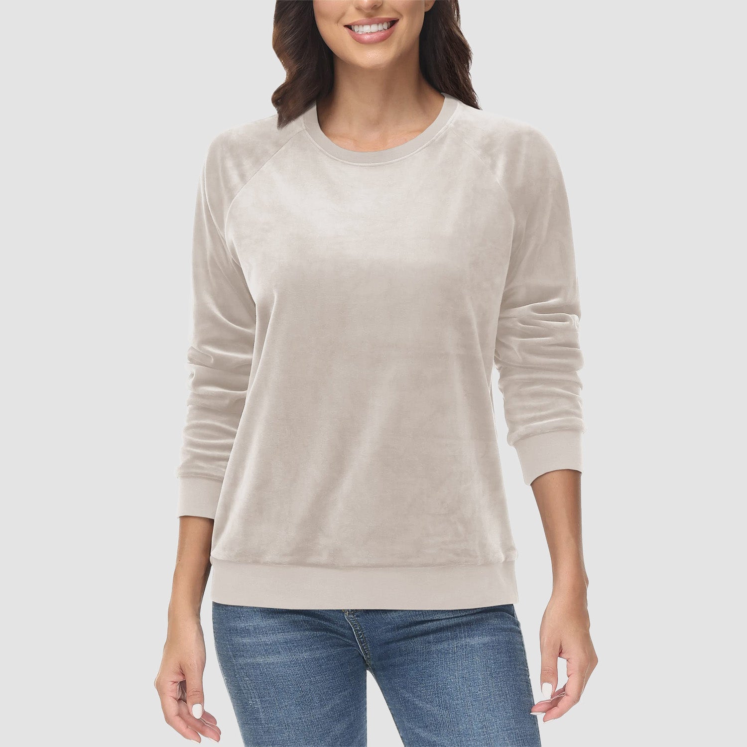 Women's Long Sleeve Crewneck Fleece Pullover Sweatshirt