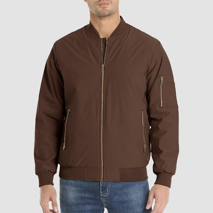 Men's Bomber Jacket - Casual Spring Zip - Up Windbreaker with Pockets - MAGCOMSEN