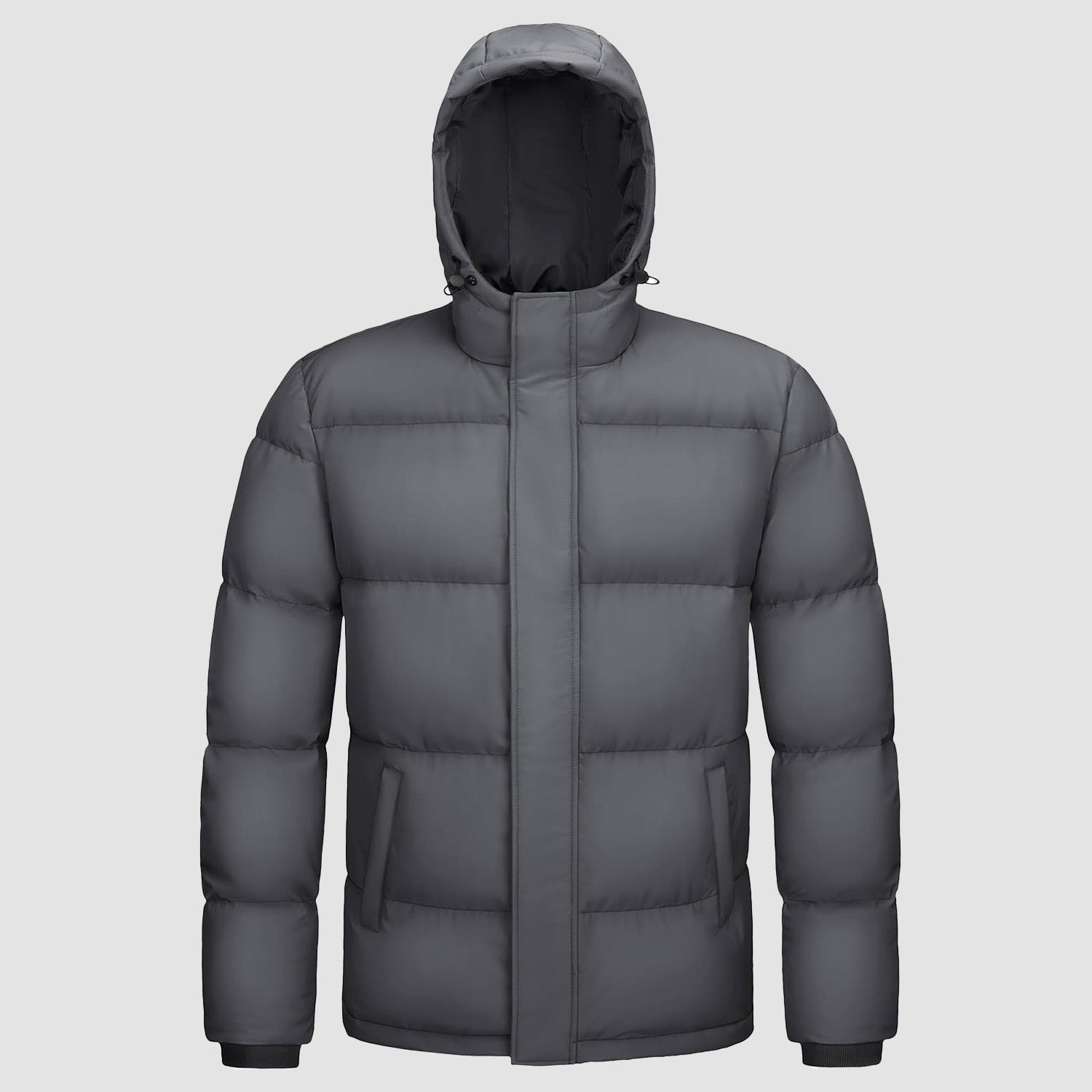 Mens Hooded Down Jacket Water Resistant Puffer Jacket Full Zip Up Windproof Winter Jacket with Zip Pockets - MAGCOMSEN