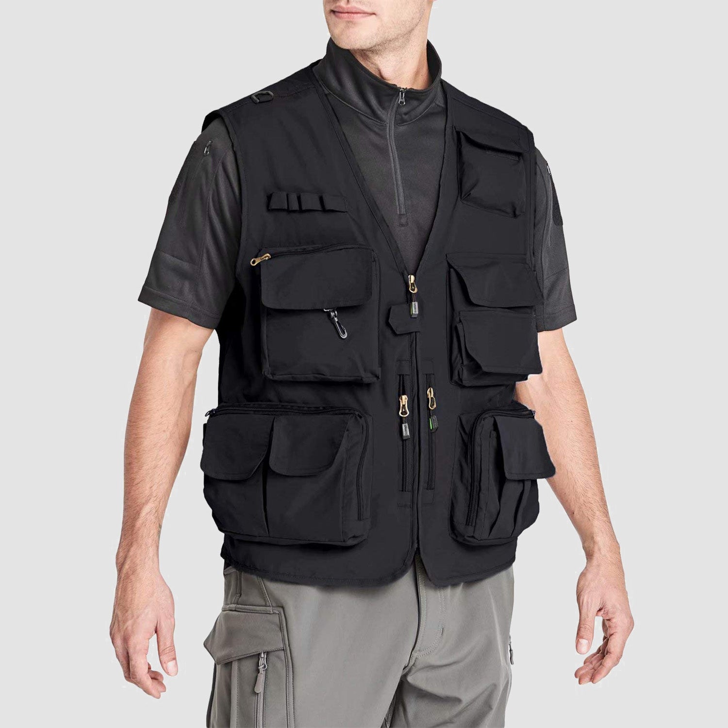 Men's Outerwear Vests Mesh Sleeveless Outdoor Work Vest with Multi Pockets Cargo Waistcoat Fishing