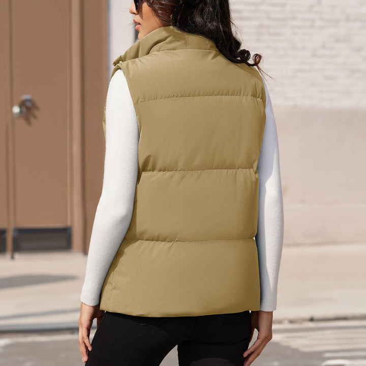 Women's Puffer Down Vest Oversized Zip Up Outerwear Lightweight Winter Padded Gilet Jacket with Pockets - MAGCOMSEN