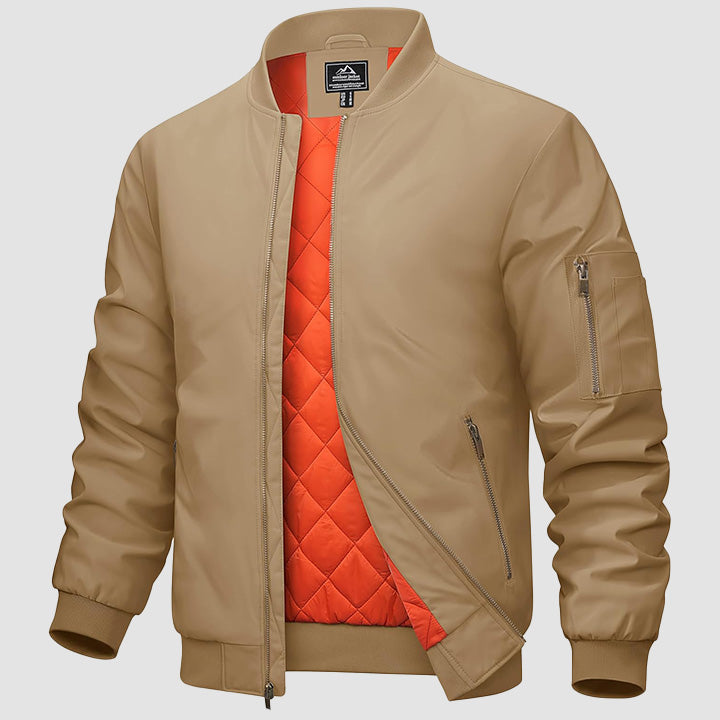 Men's Bomber Jacket - Casual Spring Zip - Up Windbreaker with Pockets - MAGCOMSEN