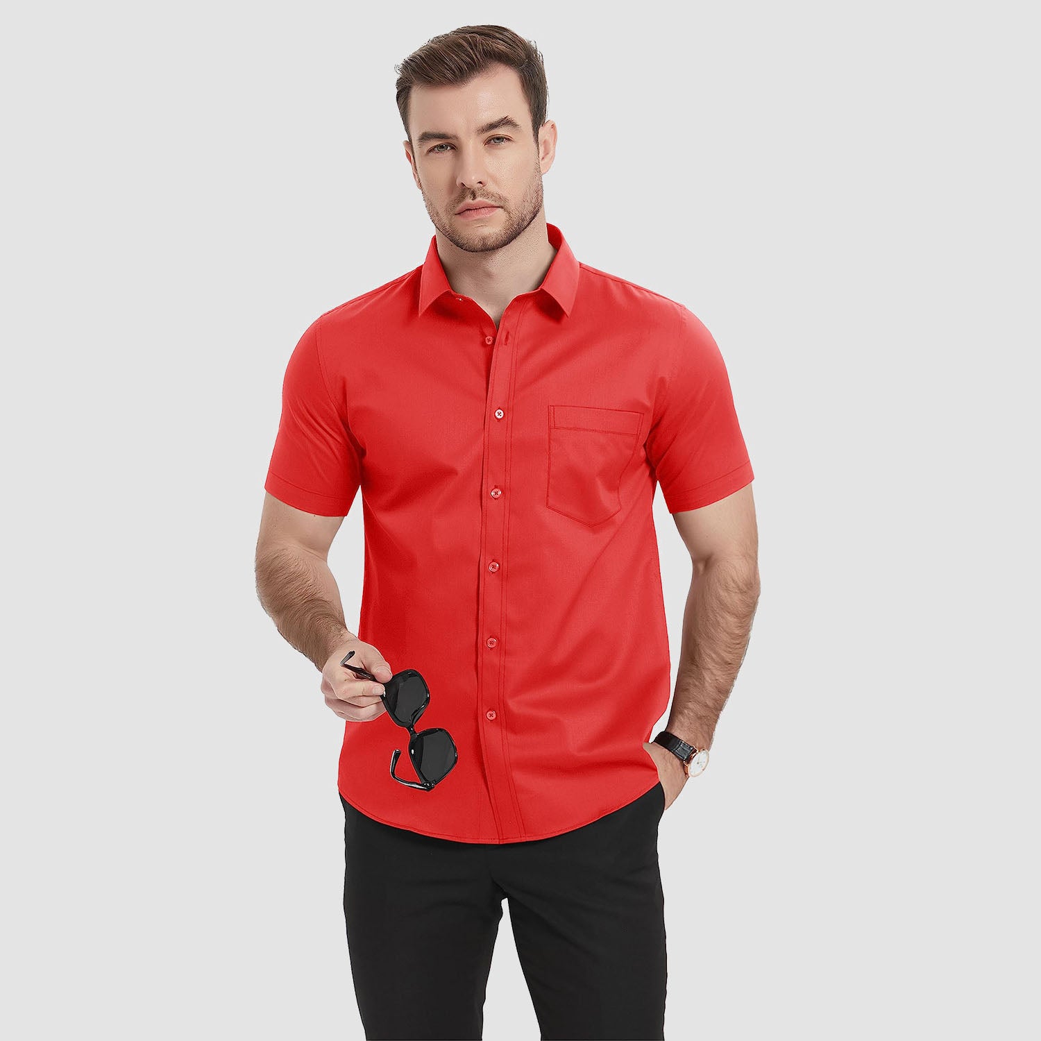 Men's Short Sleeve Shirts  Regular Fit Business Shirts