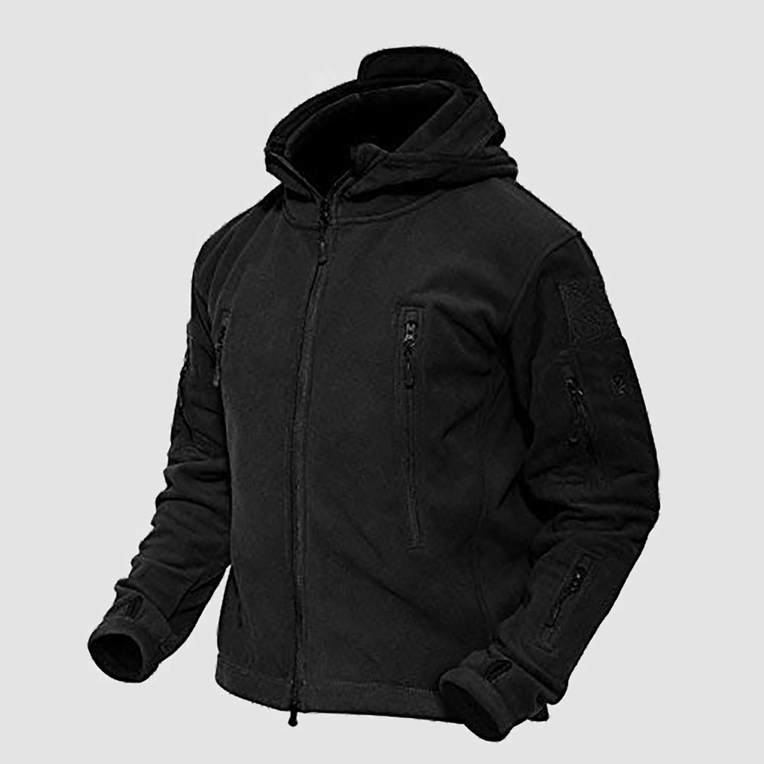 Men's Military Tactical Hooded Jacket with 6 Zip-Pockets