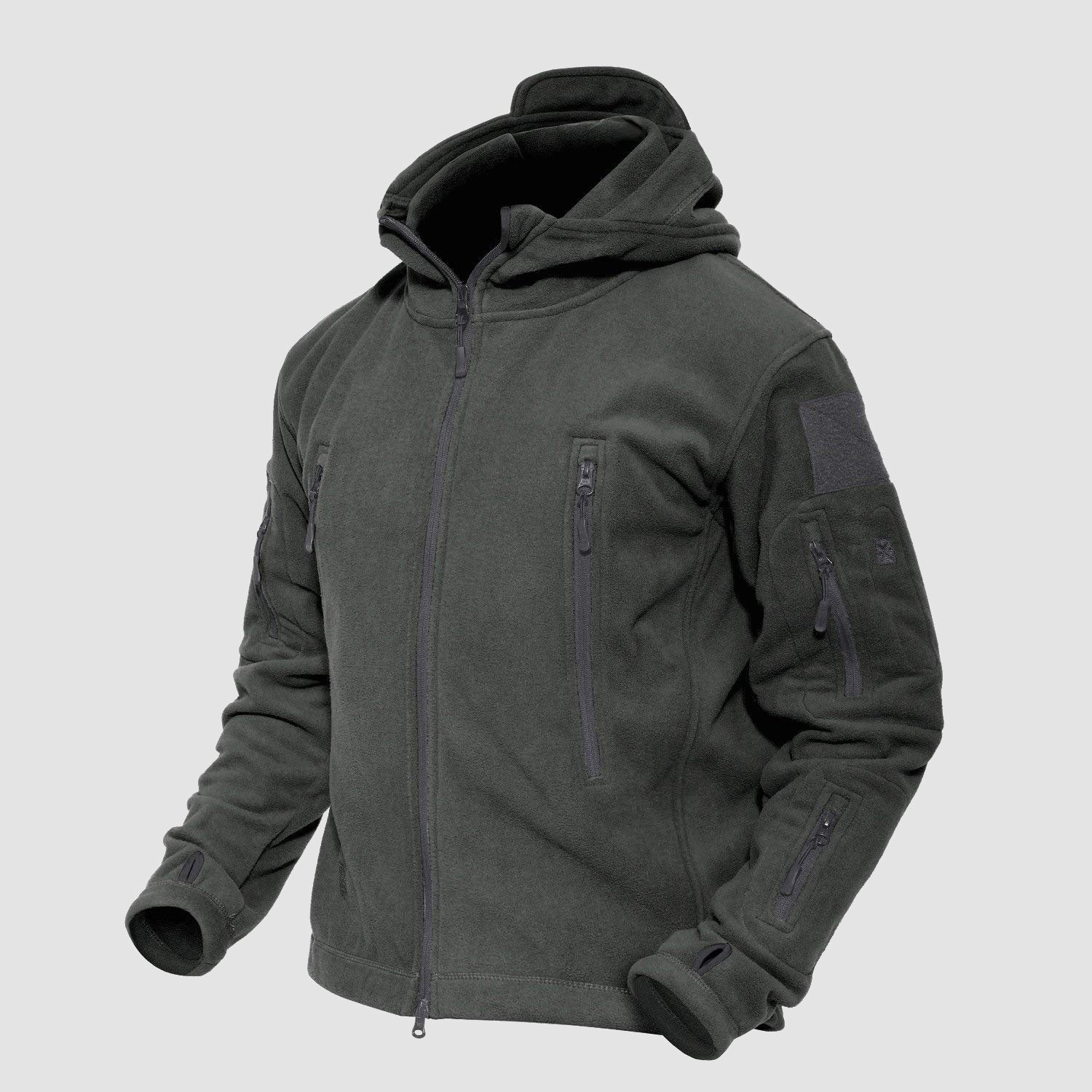 Men's Military Tactical Hooded Jacket with 6 Zip-Pockets