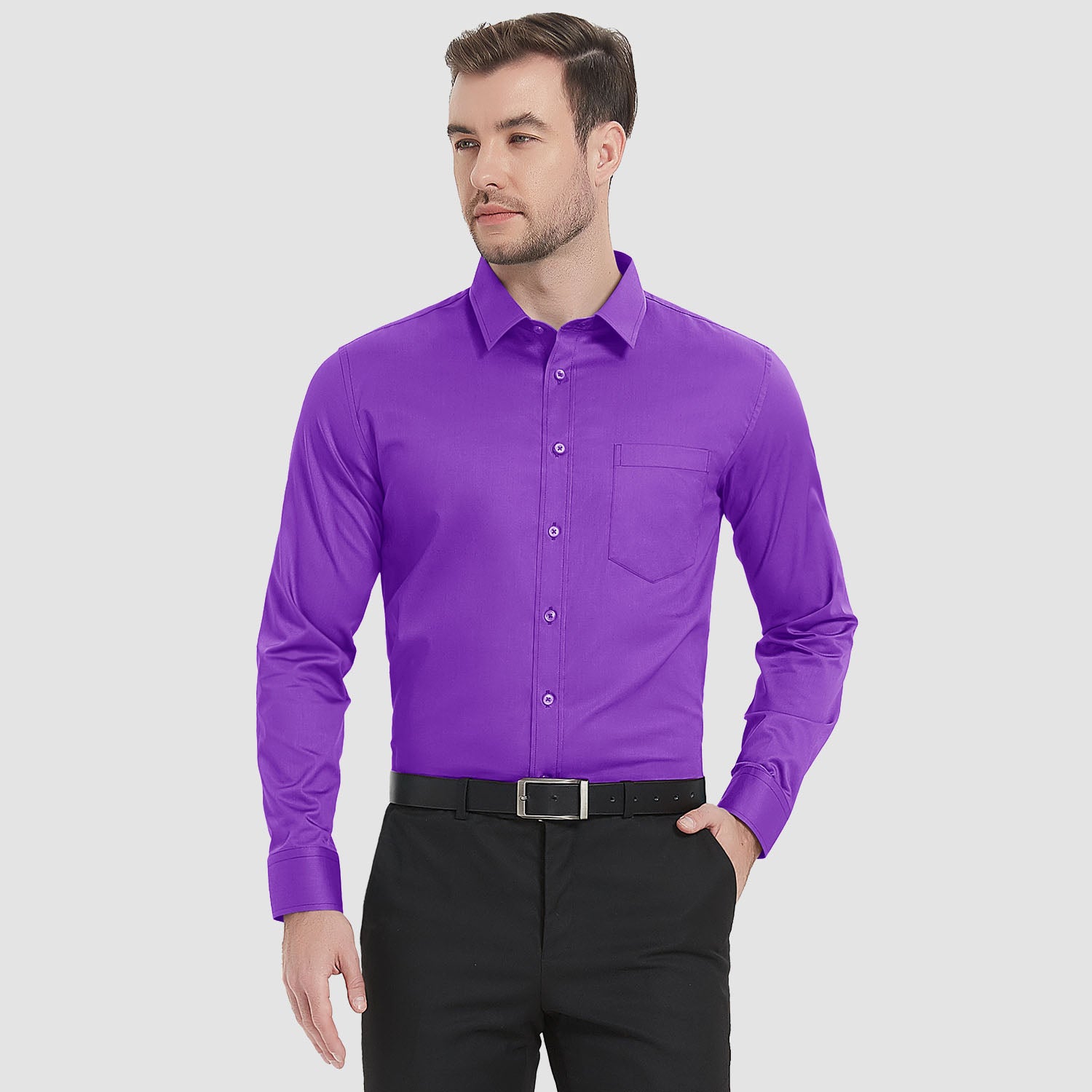 Men's Long Sleeve Dress Shirts Regular Fit Business Shirt – MAGCOMSEN