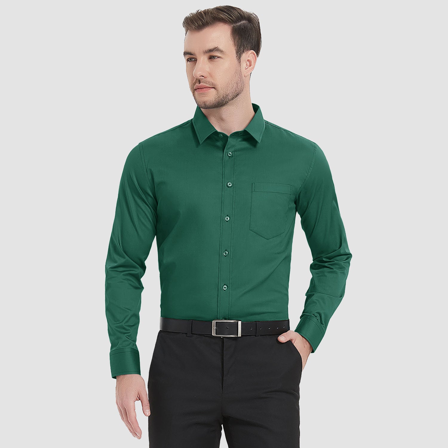 Men's Long Sleeve Dress Shirts Regular Fit Business Shirt