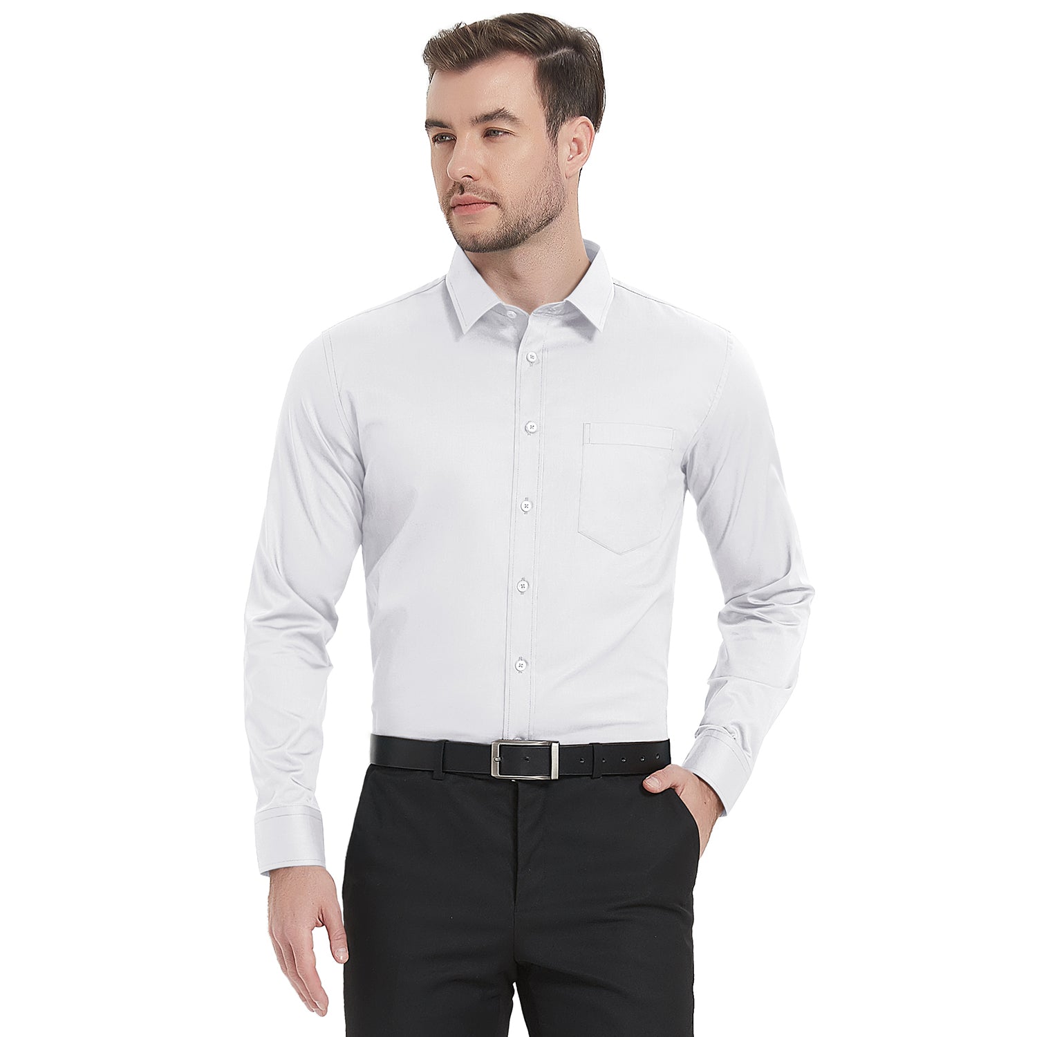 Men's Long Sleeve Dress Shirts Regular Fit Business Shirt