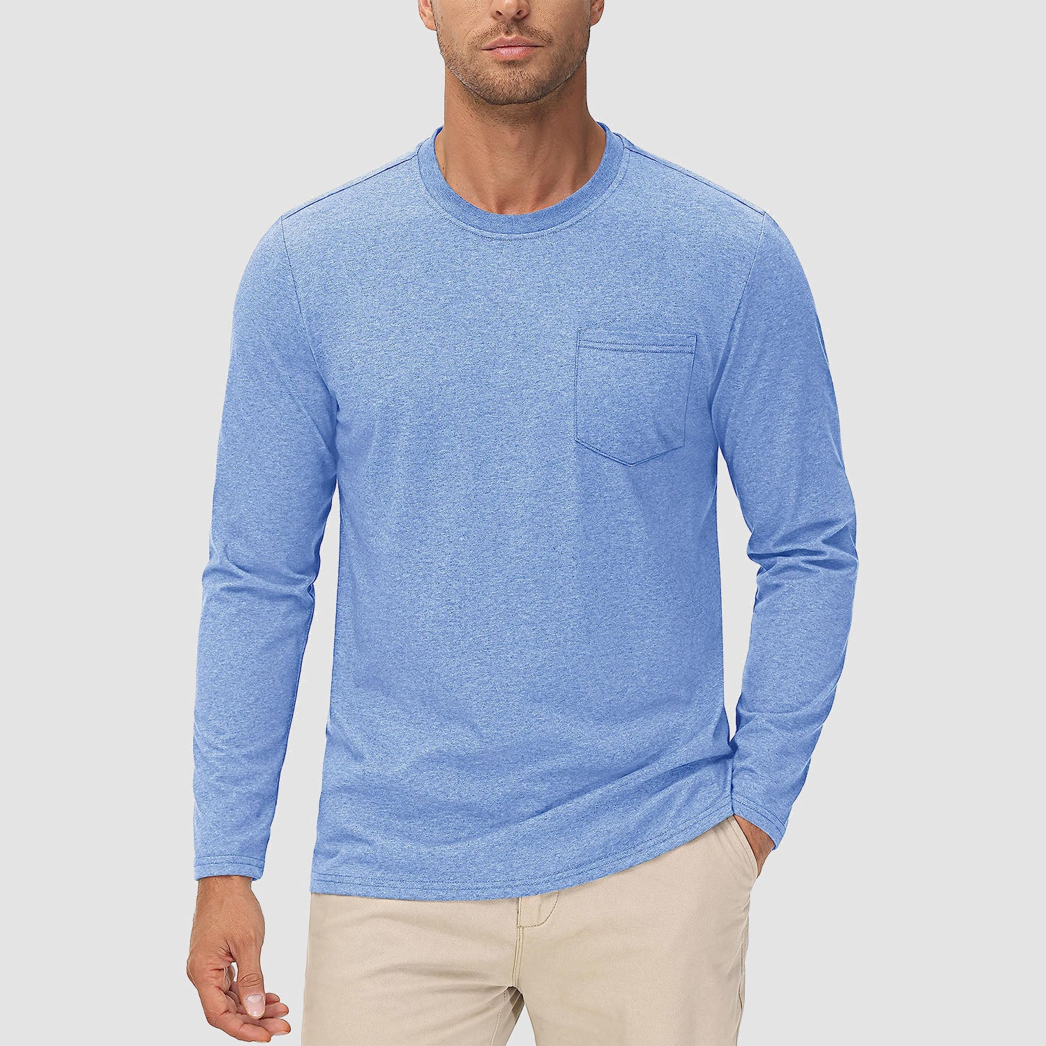 Men's Basic Long Sleeve Shirt Casual Lightweight T-Shirt