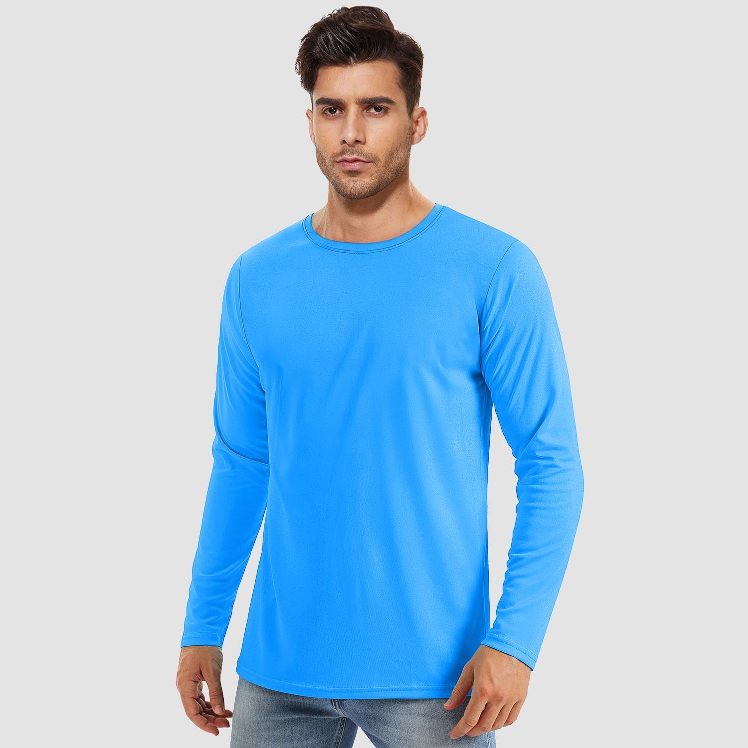 Men's UPF 80+ Long Sleeve Shirts UV Sun Protection Shirt Running Fishing Quick Dry Rash Guard Shirts