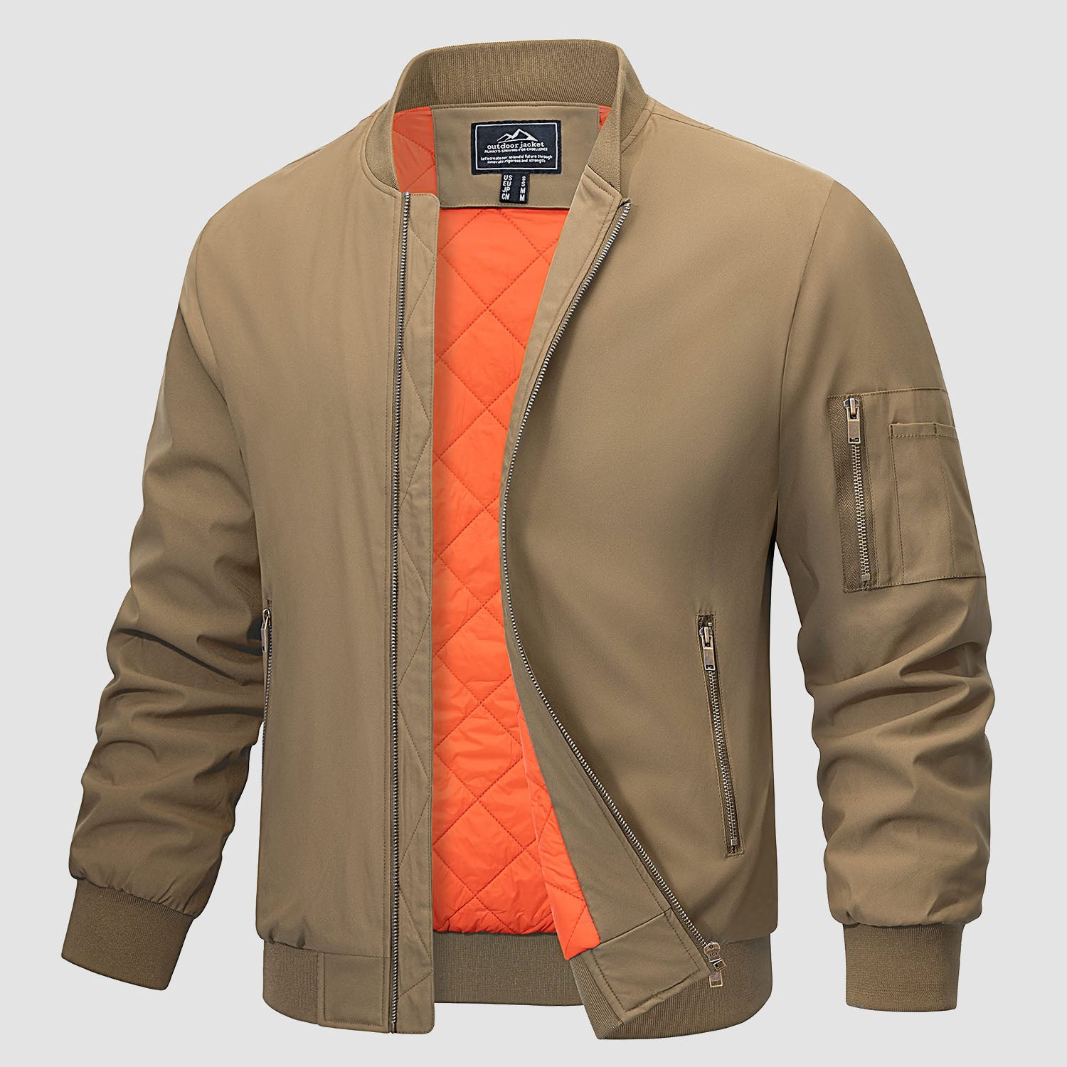 Men's Bomber Jacket - Casual Spring Zip-Up Windbreaker with Pockets ...