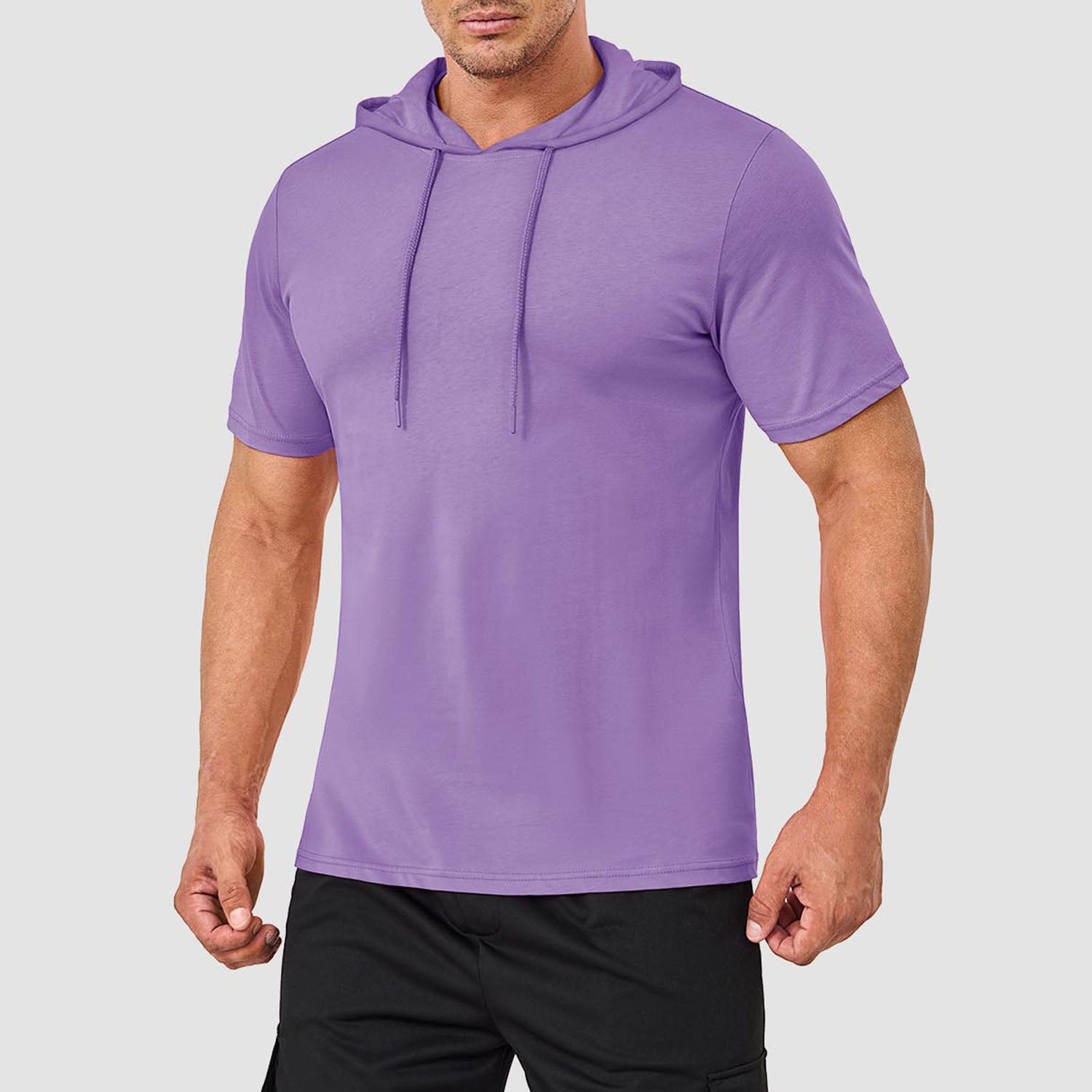 Mens Fashion Athletic Hoodies T-shirt Sport Sweatshirt Solid Color