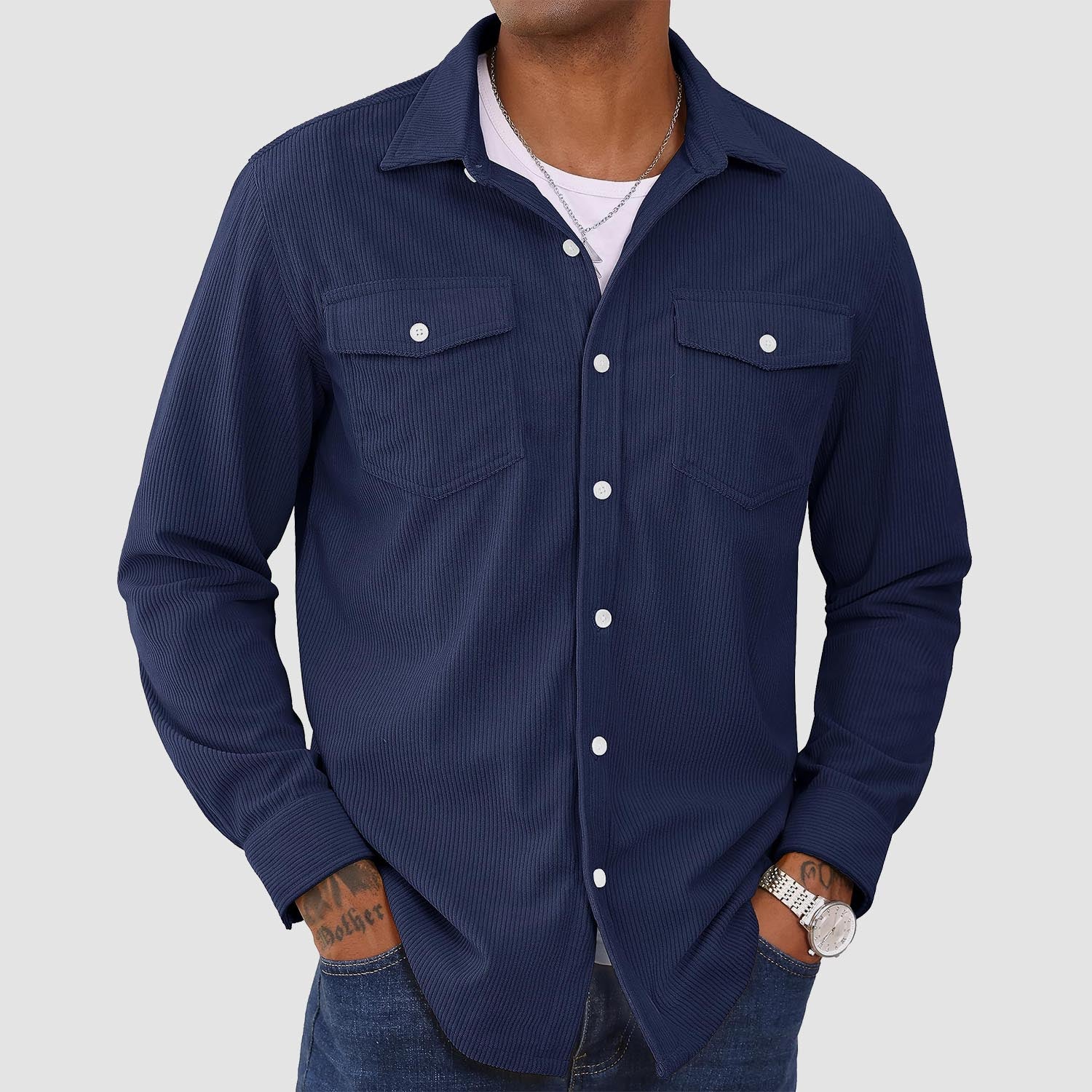 Men's Corduroy Shirt Long Sleeve Casual Shirt