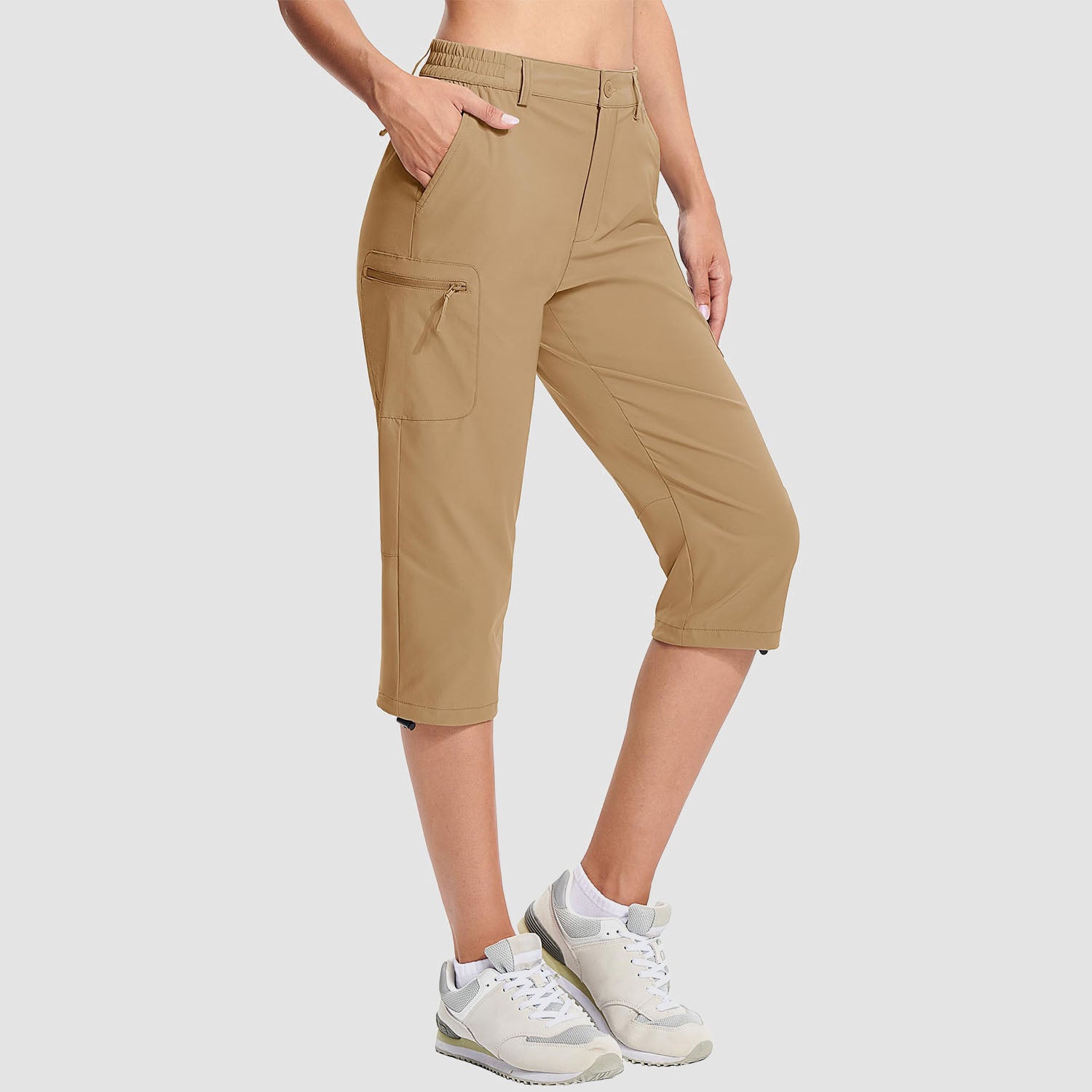 Women's Stretch Cargo Shorts Capri Hiking Cropped Pants