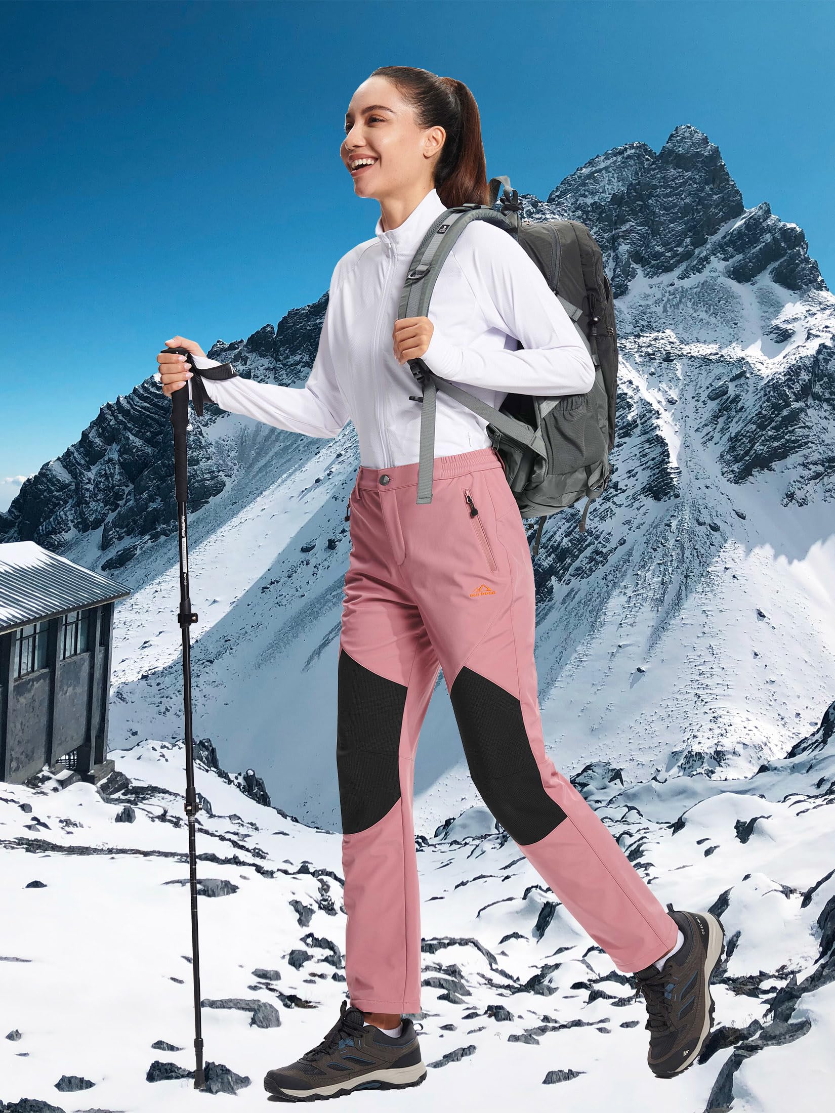 WULFUL Women's Waterproof Snow Ski Pants Outdoor Fleece Hiking