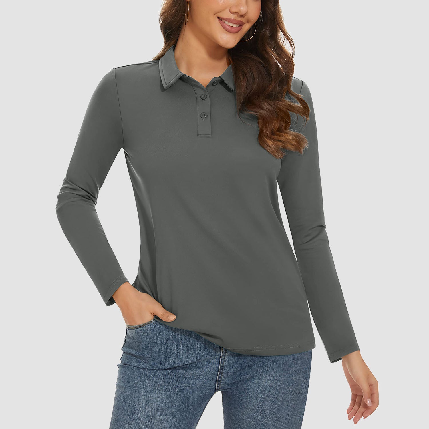 Women's Long Sleeve Golf Shirts UPF 50+ Polo Moisture Wicking Casual Shirt for Sports