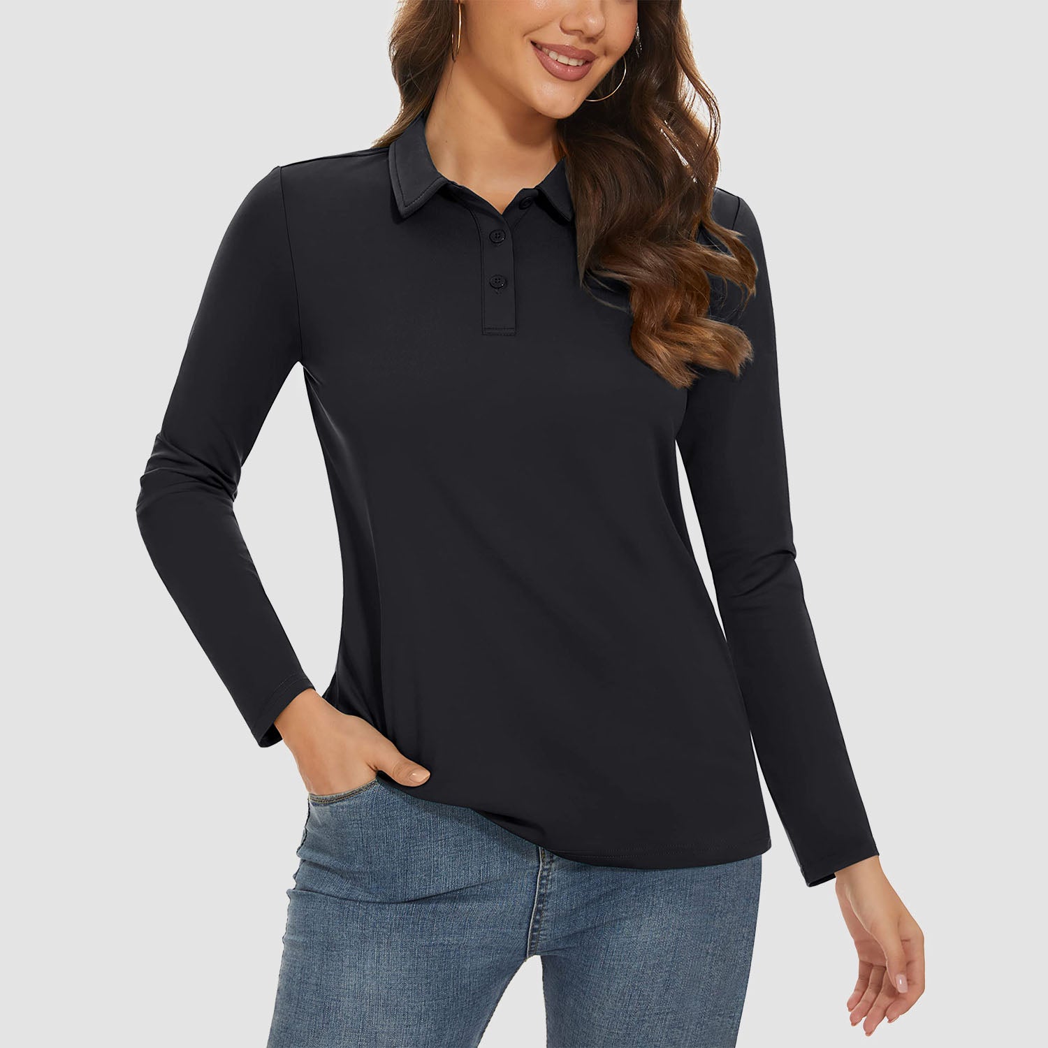 Women's Long Sleeve Golf Shirts UPF 50+ Polo Moisture Wicking Casual Shirt for Sports