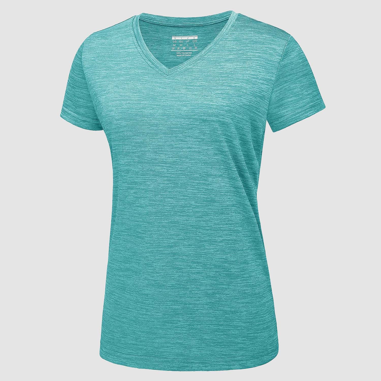Women's V Neck T-shirt Moisture Wicking Yoga Shirts Quick Dry Athletic Top