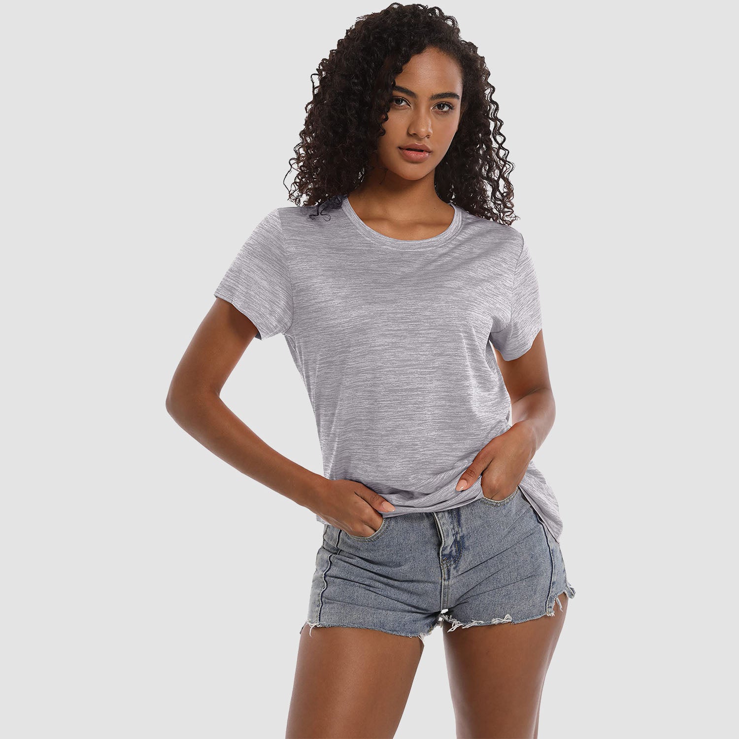 Women's Workout T-shirts Crewneck Short Sleeve Shirt Lightweight Soft Tops for Sports