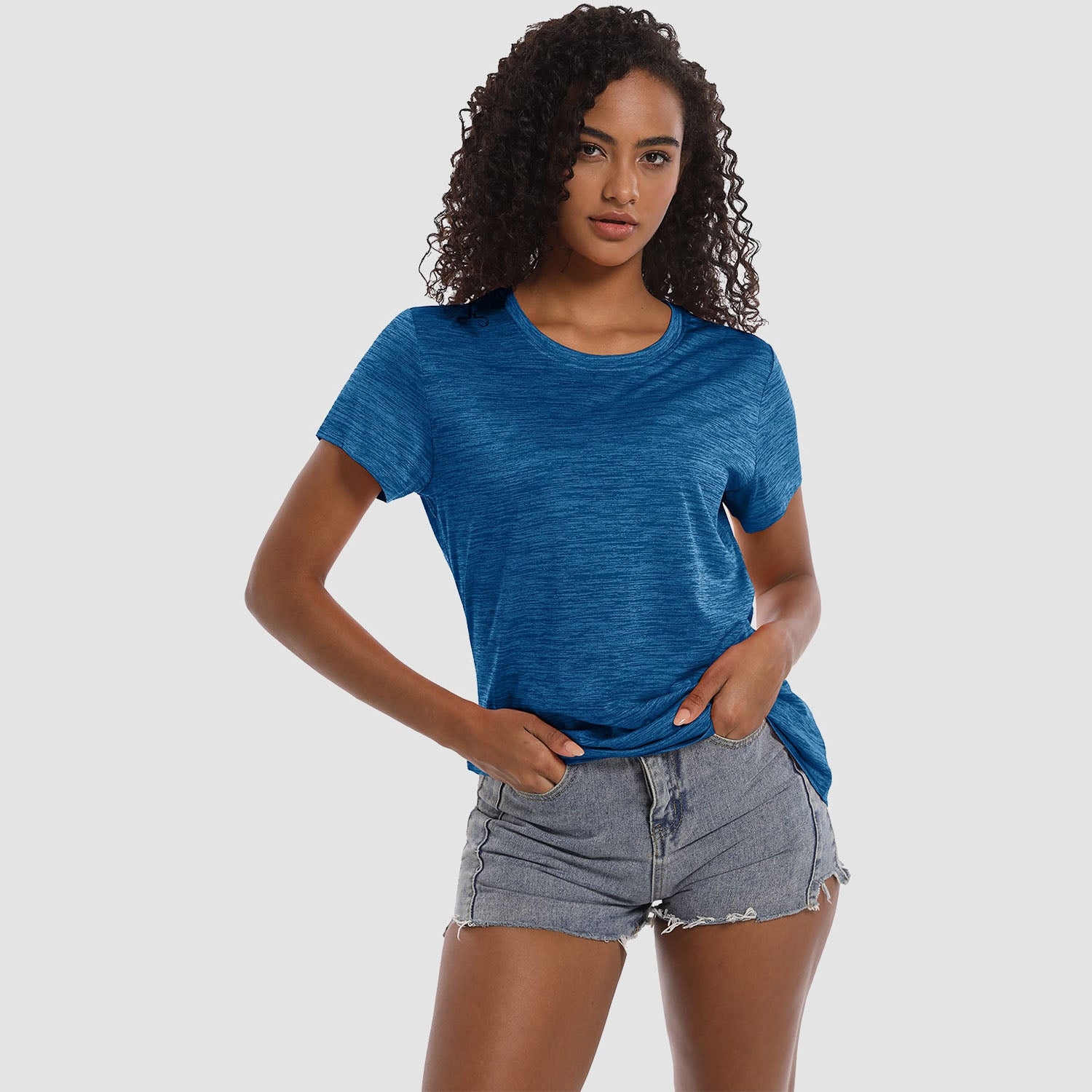 Women's Workout T-shirts Crewneck Short Sleeve Shirt Lightweight Soft Tops for Sports