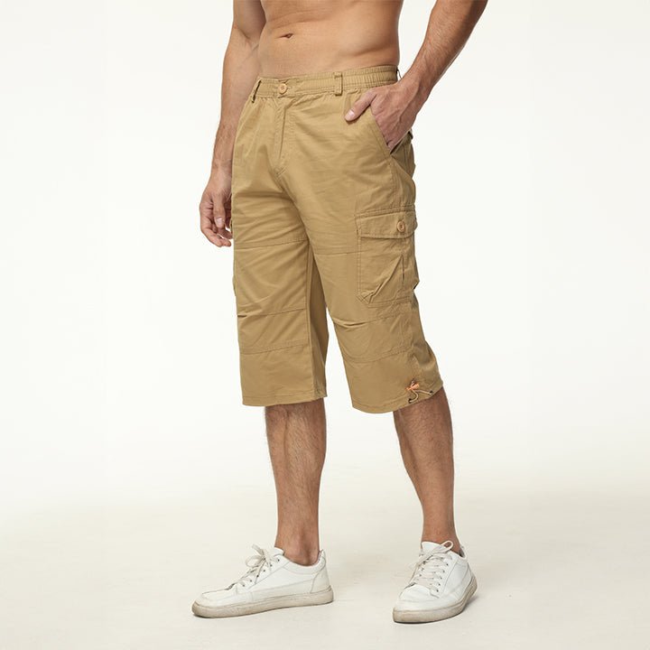 【Buy 4 Get 4th Free】Men's 3/4 Long Cargo Shorts Elastic Waist Trousers - MAGCOMSEN