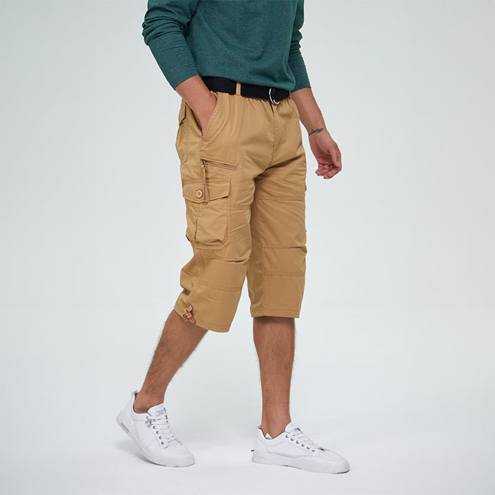 【Buy 4 Get 4th Free】Men's 3/4 Long Cargo Shorts Elastic Waist Trousers - MAGCOMSEN