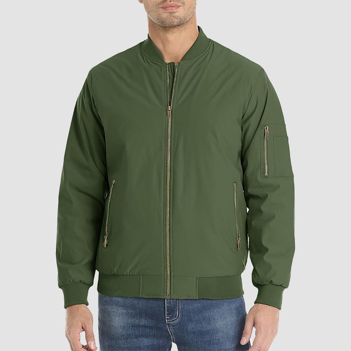 Men's Bomber Jacket - Casual Spring Zip - Up Windbreaker with Pockets - MAGCOMSEN