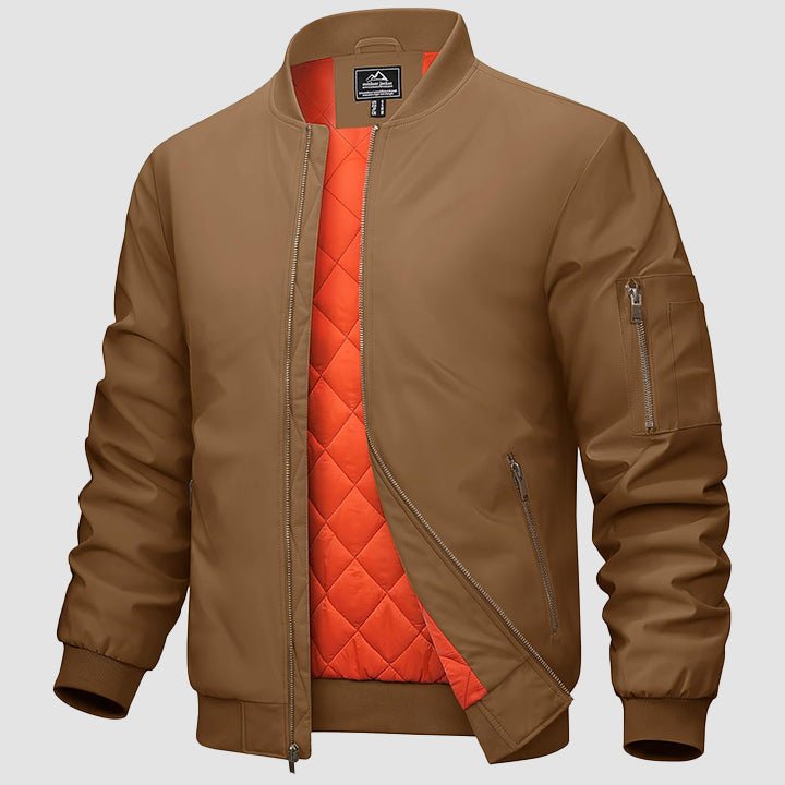 Men's Bomber Jacket - Casual Spring Zip - Up Windbreaker with Pockets - MAGCOMSEN