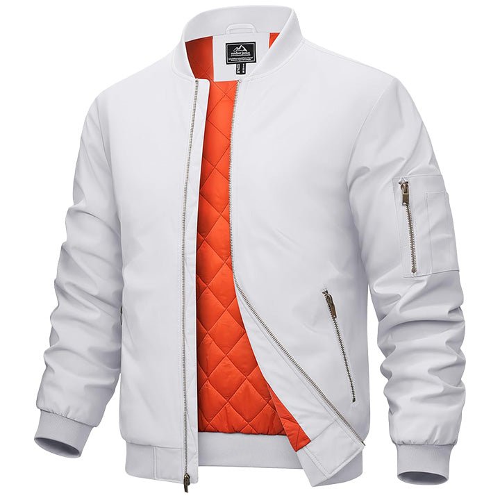 Men's Bomber Jacket - Casual Spring Zip - Up Windbreaker with Pockets - MAGCOMSEN