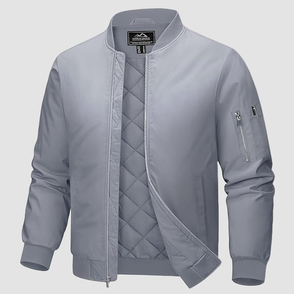 Men's Bomber Jacket Casual Windproof Quilted Jacket Full Zip Windbreaker Winter Warm Varsity Jacket with Pockets - MAGCOMSEN