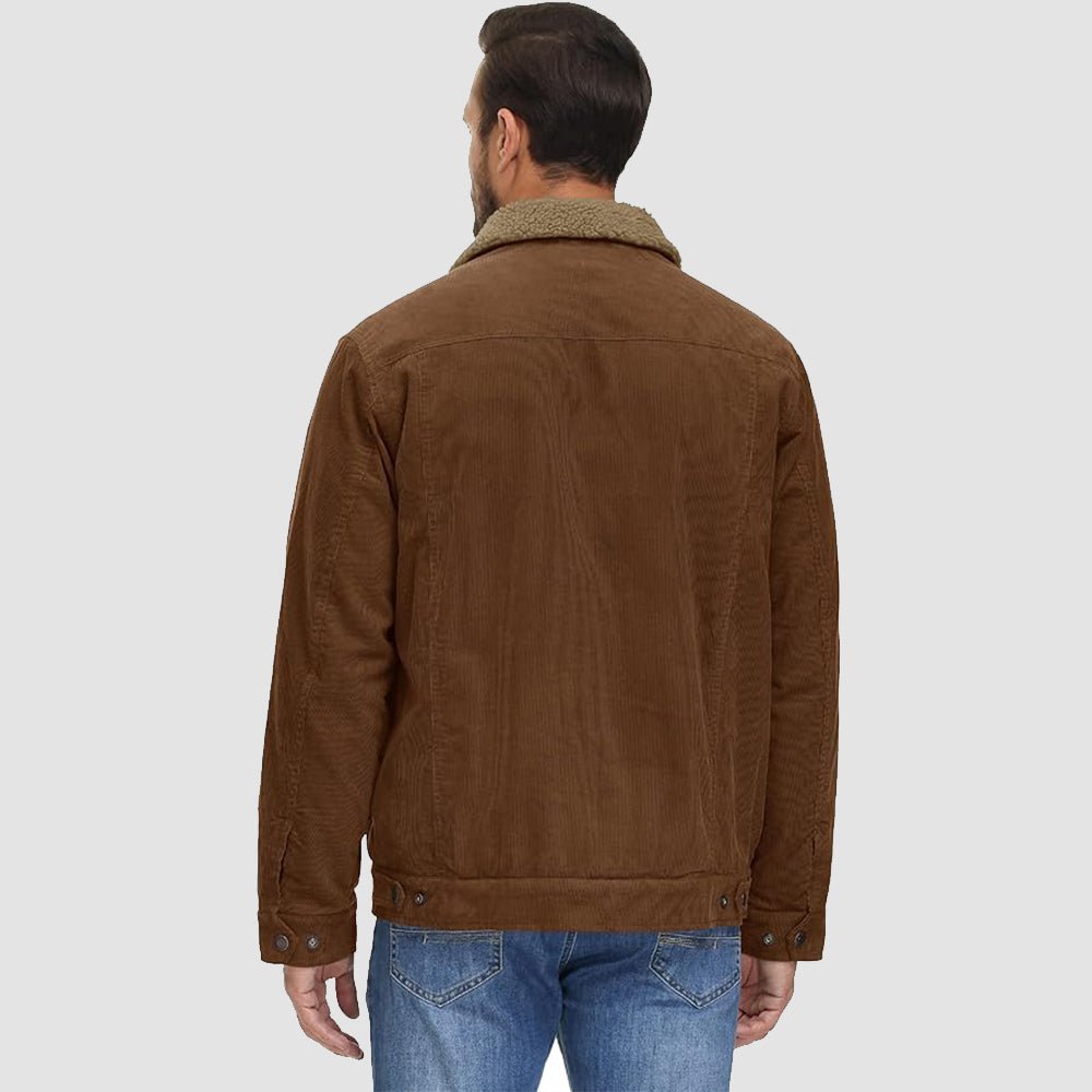 Men's Corduroy Jacket Sherpa Lined Cargo Jackets - MAGCOMSEN