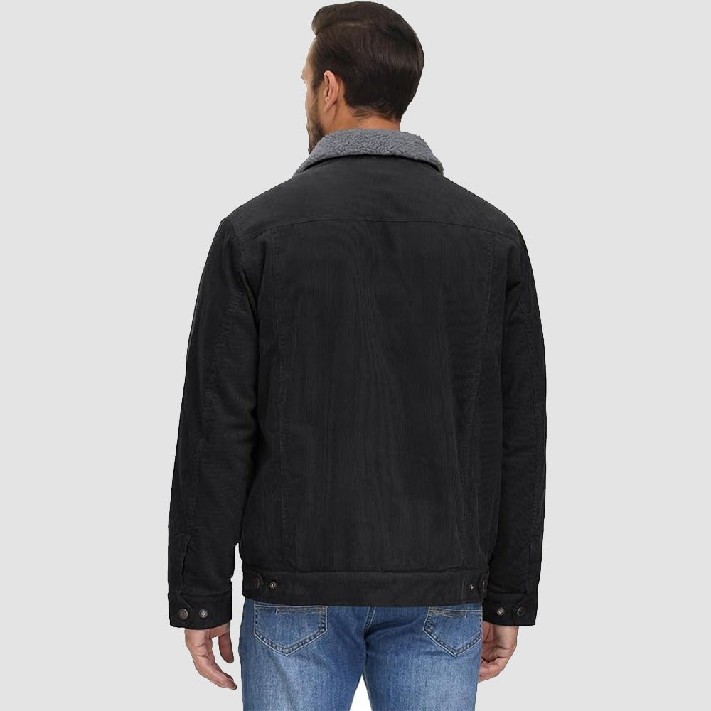 Men's Corduroy Jacket Sherpa Lined Cargo Jackets - MAGCOMSEN