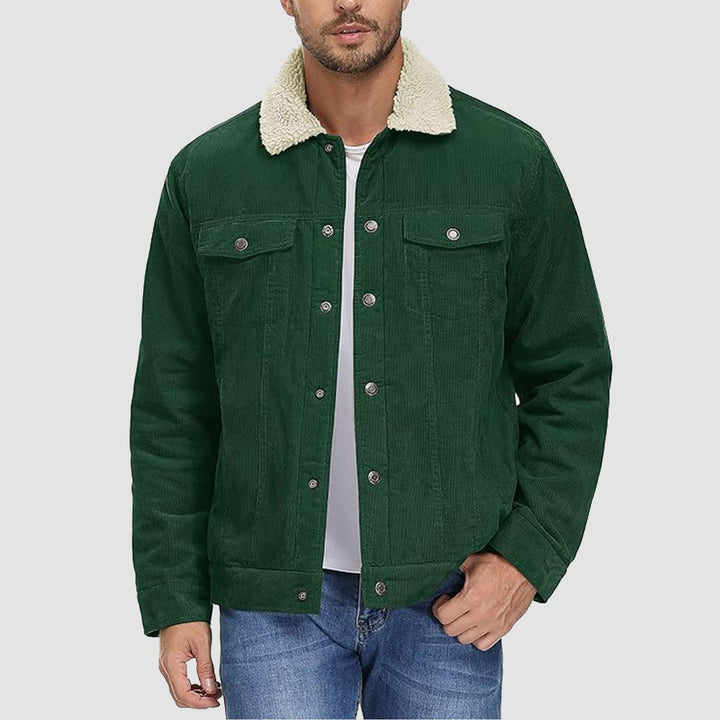 Men's Corduroy Sherpa Lined Jacket - Warm Winter Coat with 5 Pockets - MAGCOMSEN