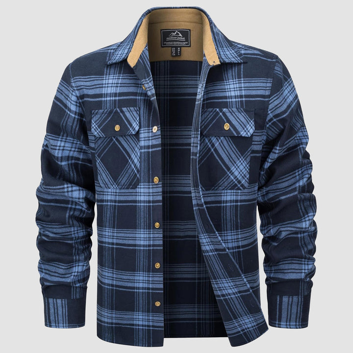 Men's Flannel Shirts Long Sleeve Plaid Shirt Button Up Casual Shirts Lightweight Shirt Jacket with 2 Pockets - MAGCOMSEN