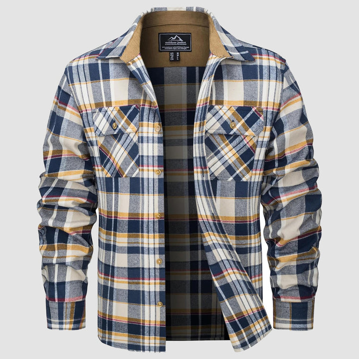 Men's Flannel Shirts Long Sleeve Plaid Shirt Button Up Casual Shirts Lightweight Shirt Jacket with 2 Pockets - MAGCOMSEN