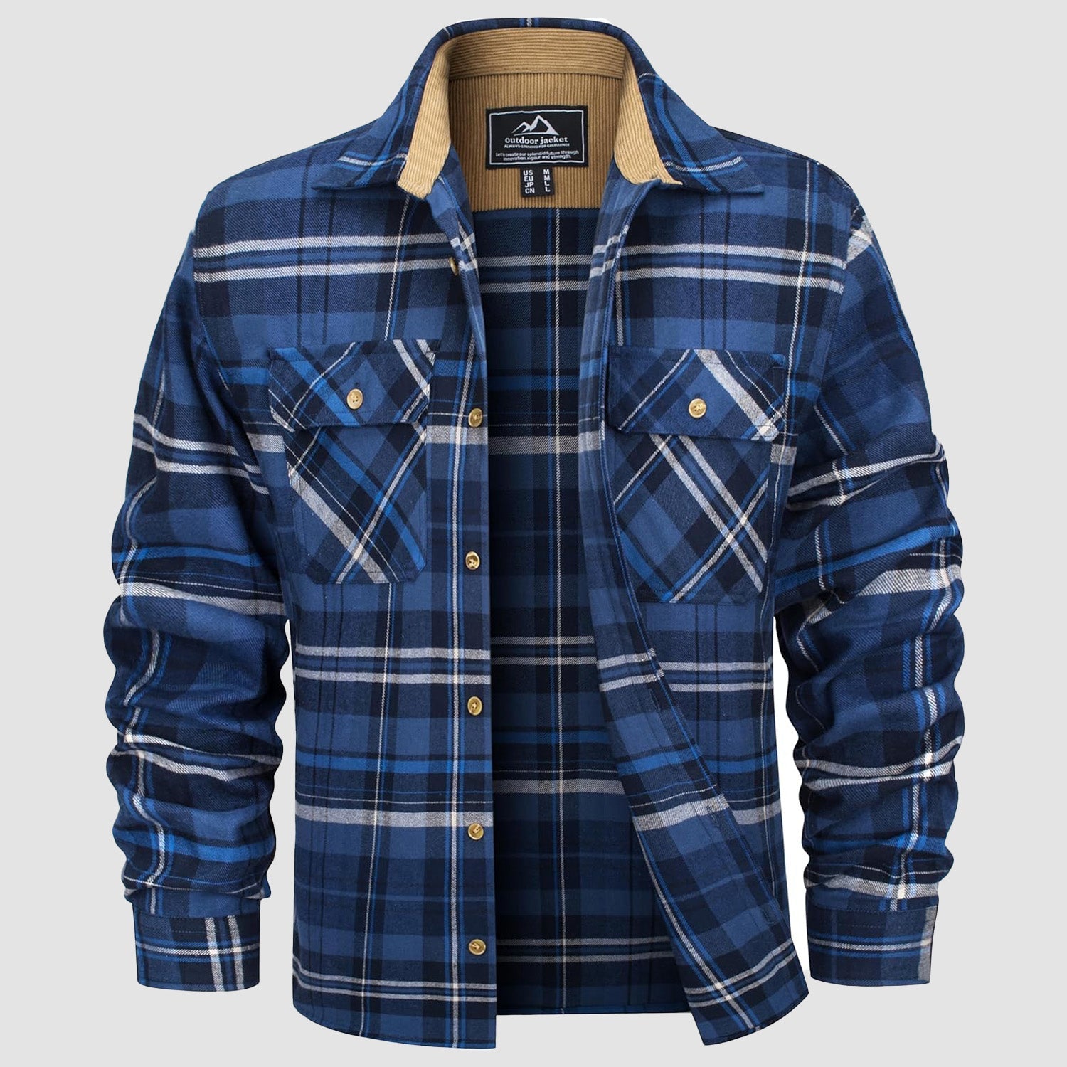 Men's Flannel Shirts Long Sleeve Plaid Shirt Button Up Casual Shirts Lightweight Shirt Jacket with 2 Pockets - MAGCOMSEN