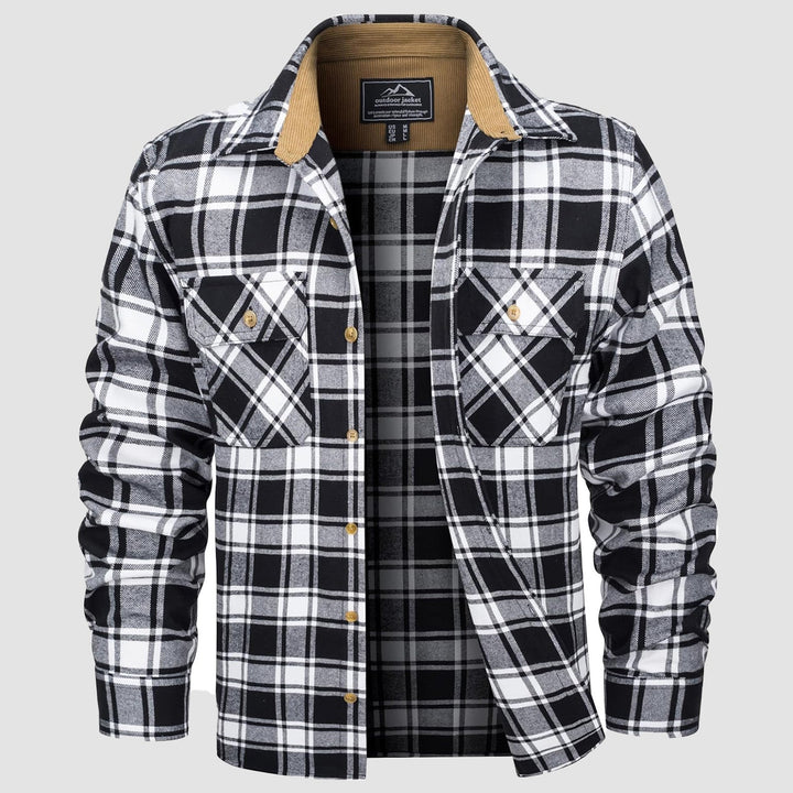 Men's Flannel Shirts Long Sleeve Plaid Shirt Button Up Casual Shirts Lightweight Shirt Jacket with 2 Pockets - MAGCOMSEN