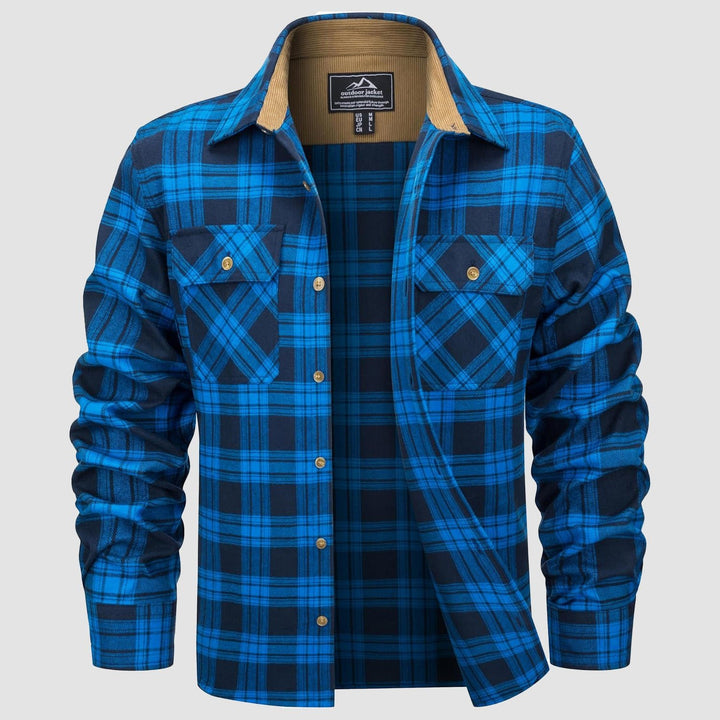 Men's Flannel Shirts Long Sleeve Plaid Shirt Button Up Casual Shirts Lightweight Shirt Jacket with 2 Pockets - MAGCOMSEN