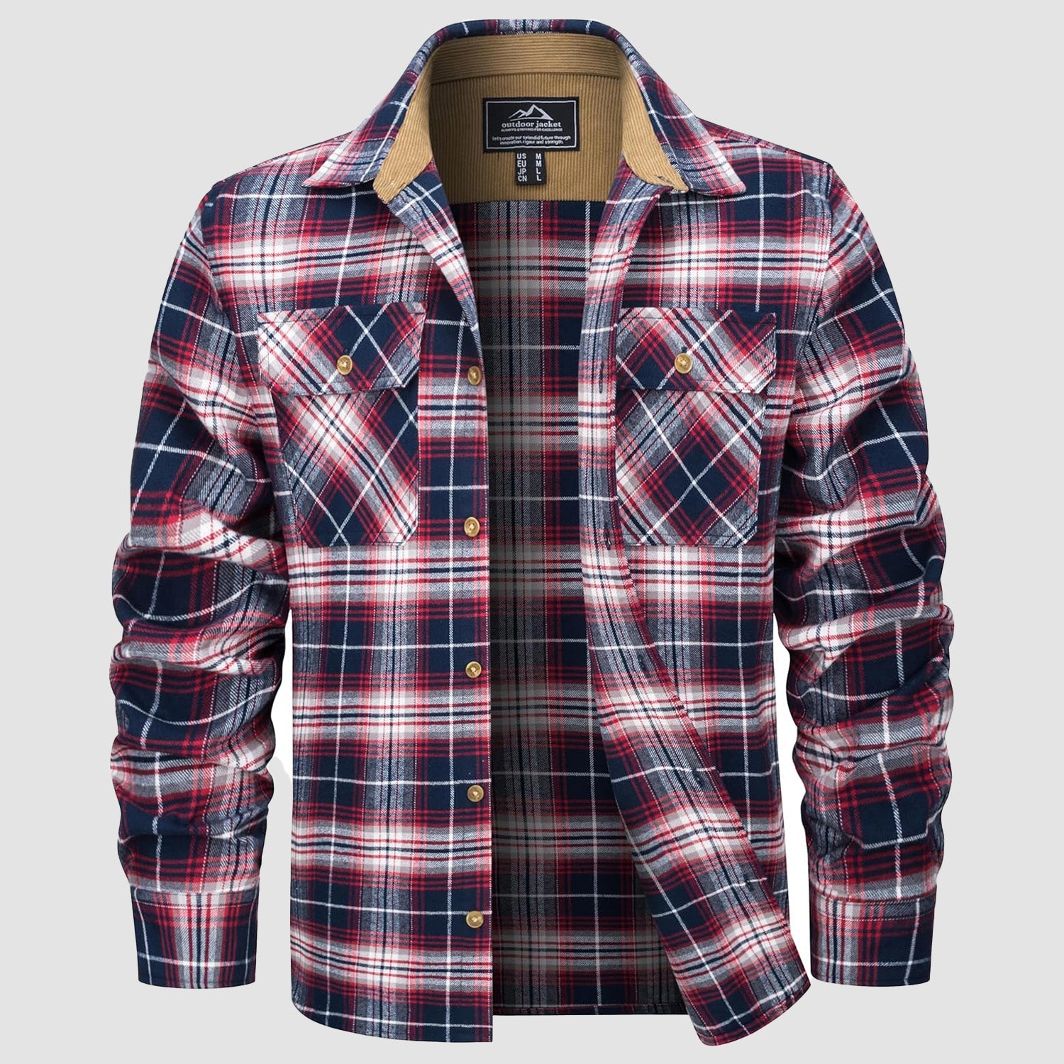 Men's Flannel Shirts Long Sleeve Plaid Shirt Button Up Casual Shirts Lightweight Shirt Jacket with 2 Pockets - MAGCOMSEN