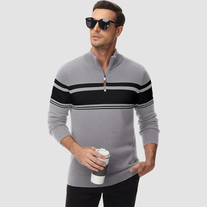 Men's Half Zipper Pullover Sweater Slim Fit Knitted Sweatshirt - MAGCOMSEN