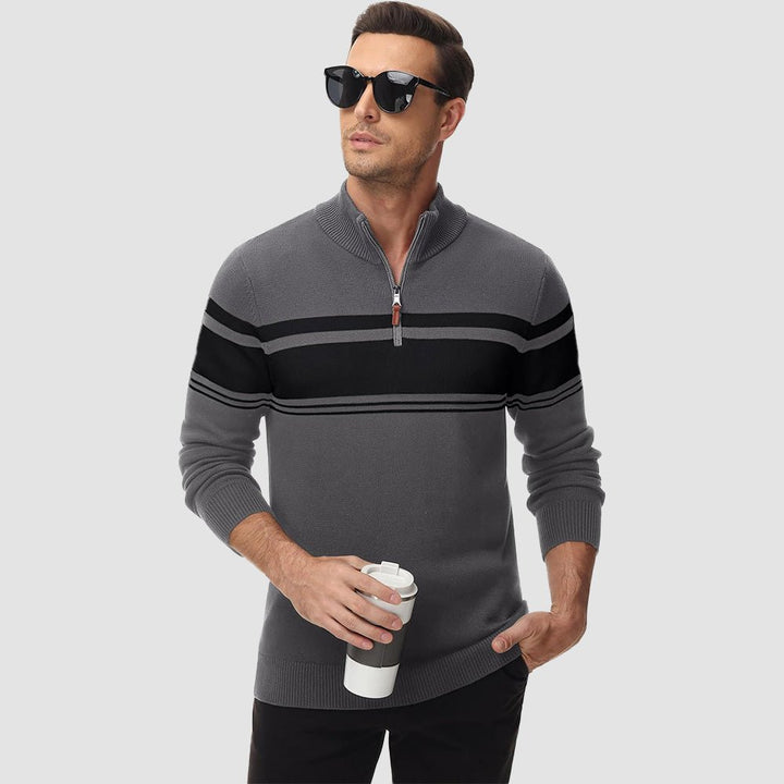 Men's Half Zipper Pullover Sweater Slim Fit Knitted Sweatshirt - MAGCOMSEN