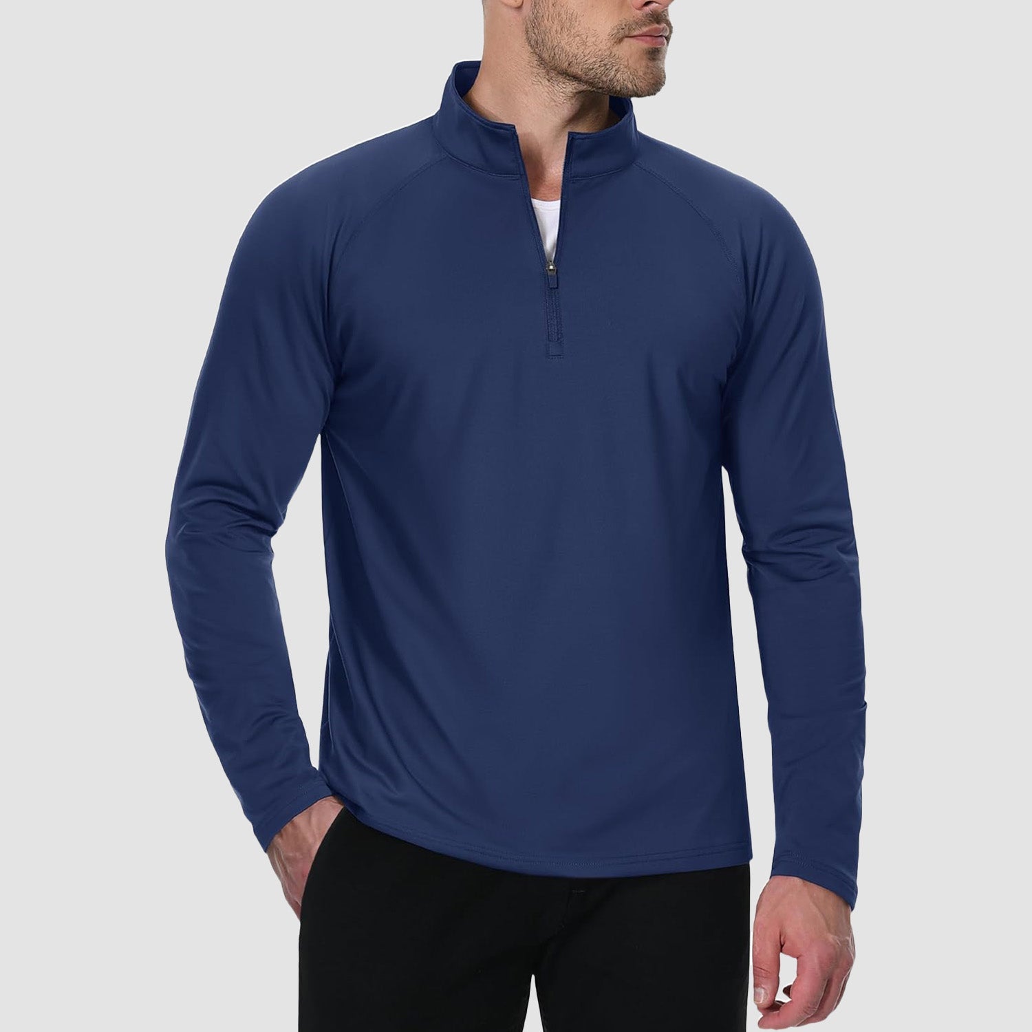 Men's Quarter Zip Pullover Long Sleeve Sweatshirts Fleece Lined Golf Pullover Thermal Gym Workout Tops - MAGCOMSEN